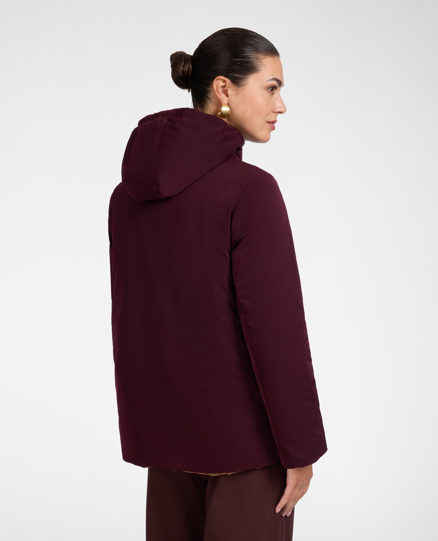 Plumífero de mujer reversible estampado longitud media ajuste regular - Elena Miró - Burdeos Burdeos-2