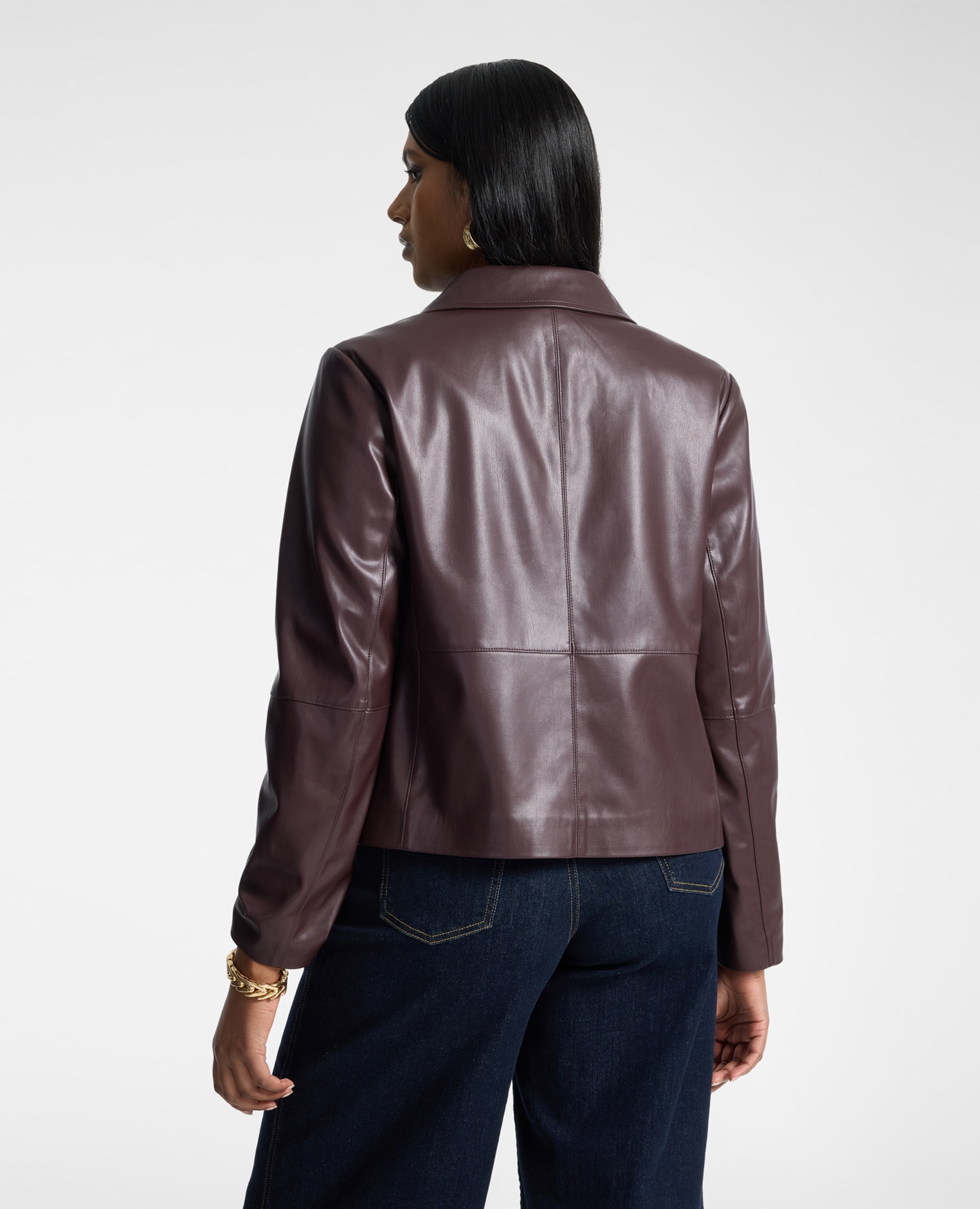 Chaqueta de mujer de tejido revestido ajuste boxy largo regular - Elena Miró - Burdeos Burdeos-2