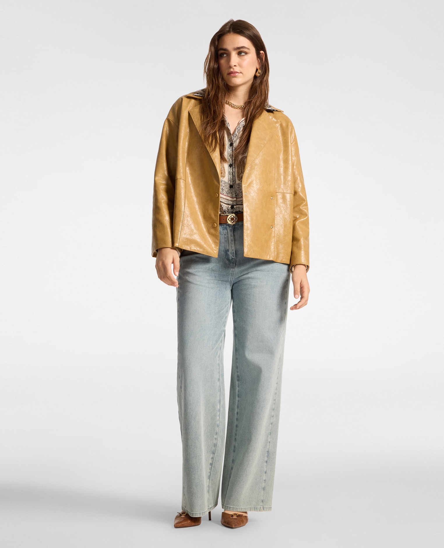 Jeans de mujer flare lavados ajuste wide con pierna amplia y acampanada - Elena Miró - Azul Azul-1