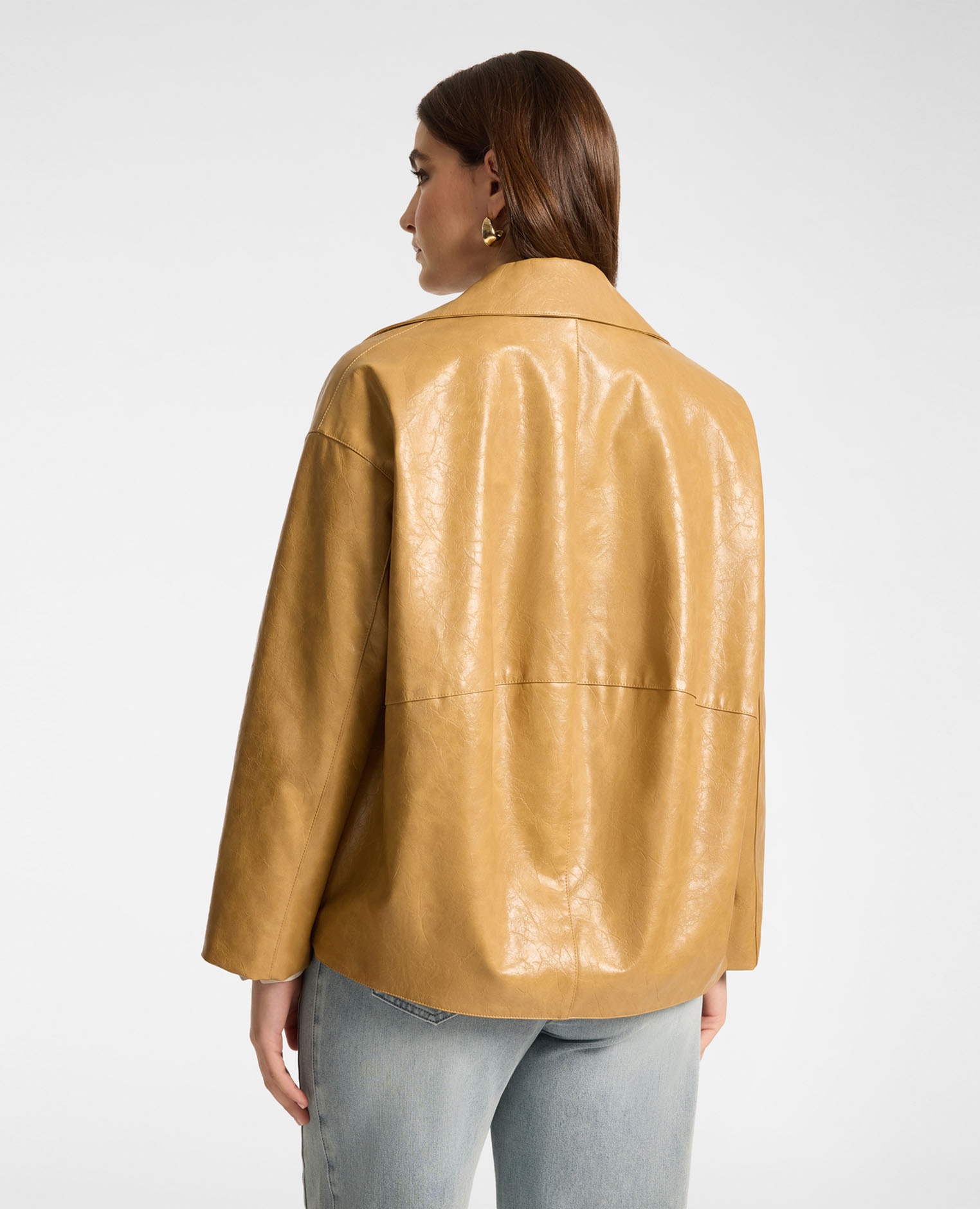 Imagen 2 de Chaquetón de mujer efecto usado modelo corto con cierre de botones - Elena Miró - Beige Beige