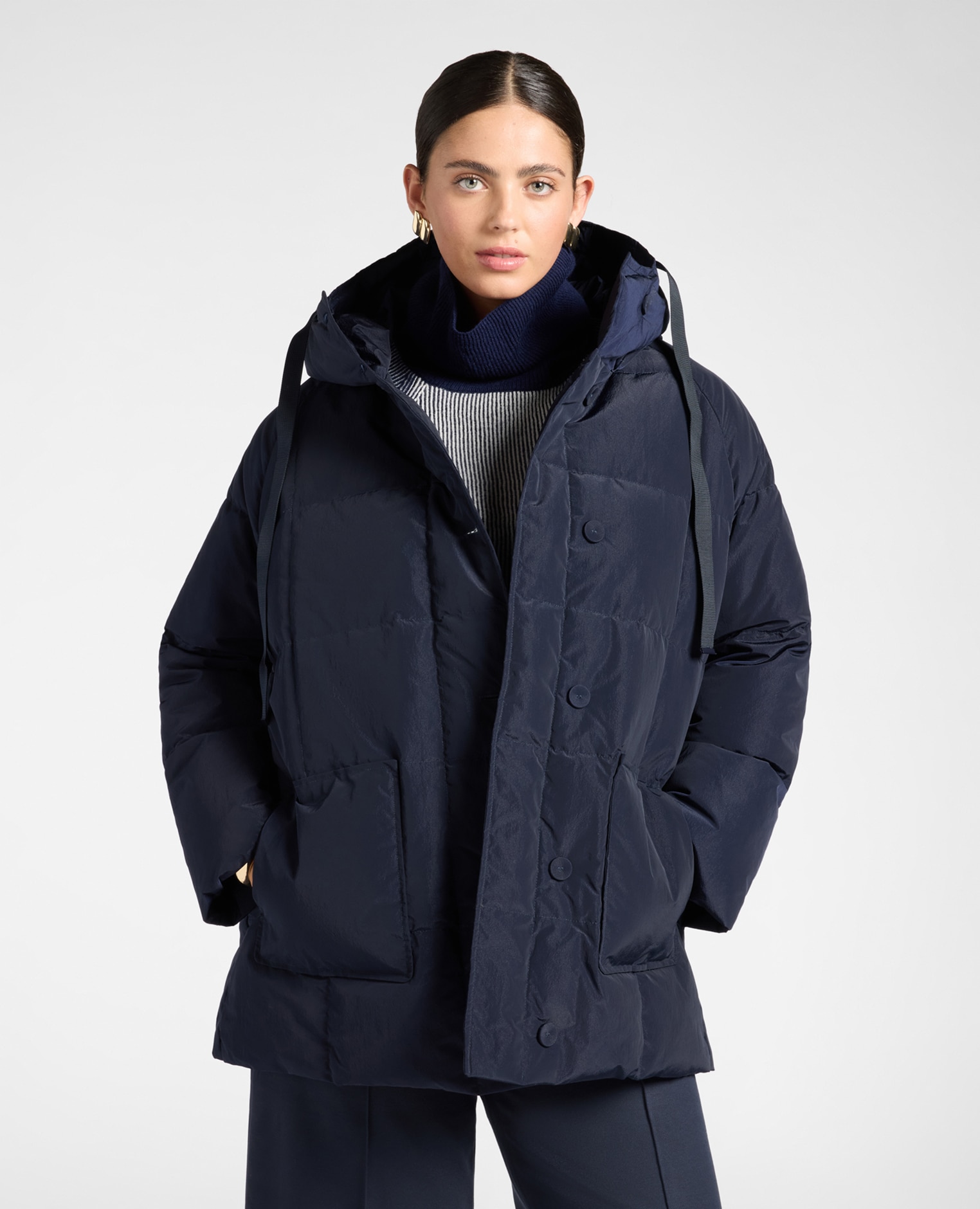Imagen 0 de Plumífero de mujer acolchado de nylon ajuste oversize con forro Azul