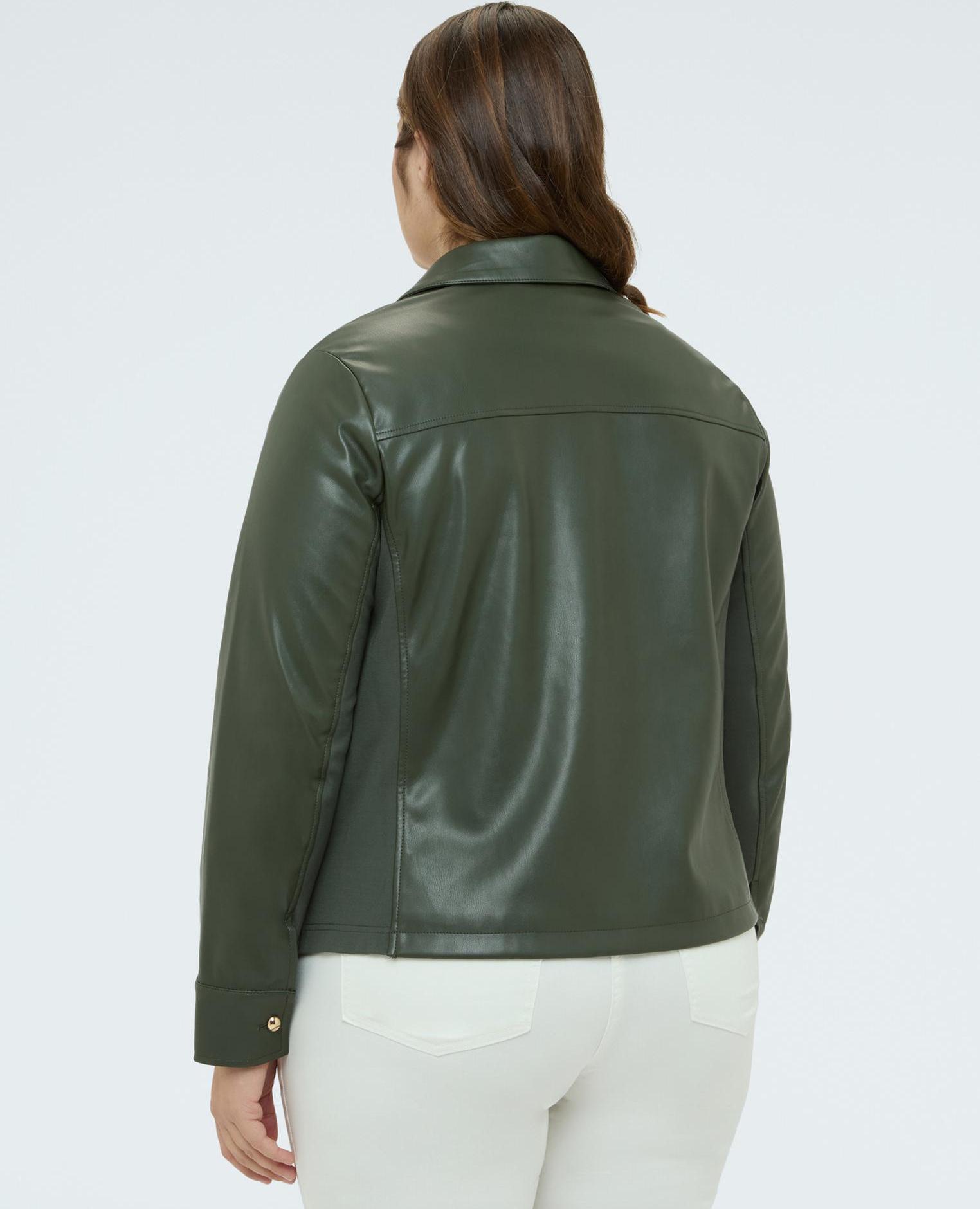 Chaqueta de mujer biker con detalle trenzado - Fiorella Rubino - Kaki Kaki-2