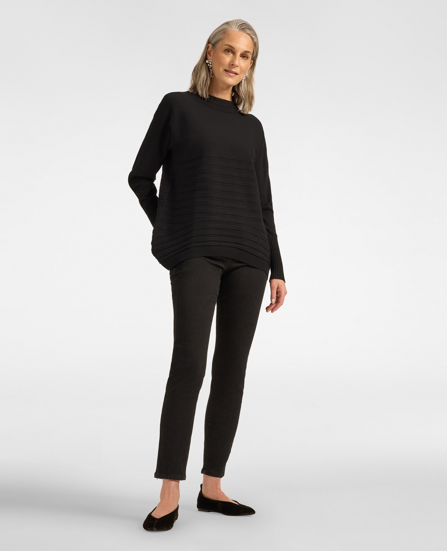 Jeans de mujer skinny en denim lavado washed ajuste skinny cierre con banda elástica en la cintura - Elena Miró - Negro Negro-1
