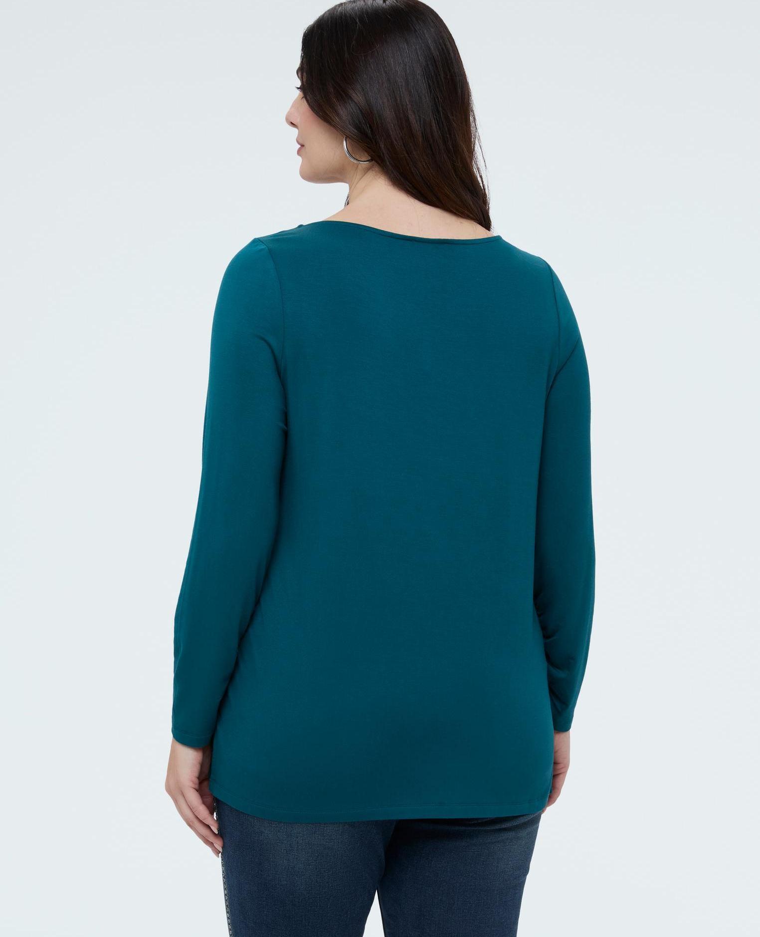 Camiseta de mujer de jersey con detalle joya en mezcla de viscosa - Fiorella Rubino - Turquesa Turquesa-2