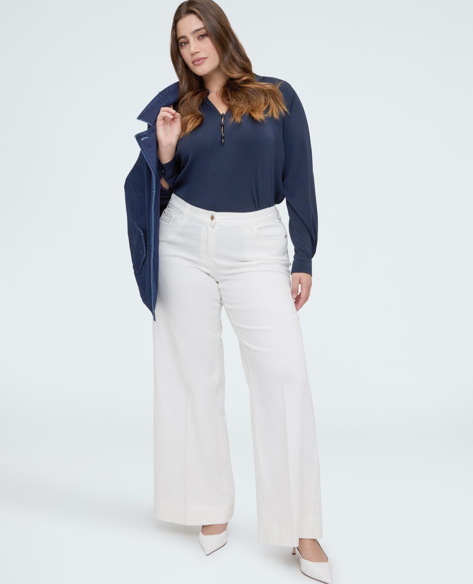 Fiorella Rubino - Blusa de mujer de jersey plisado con botones confeccionada en plisado.