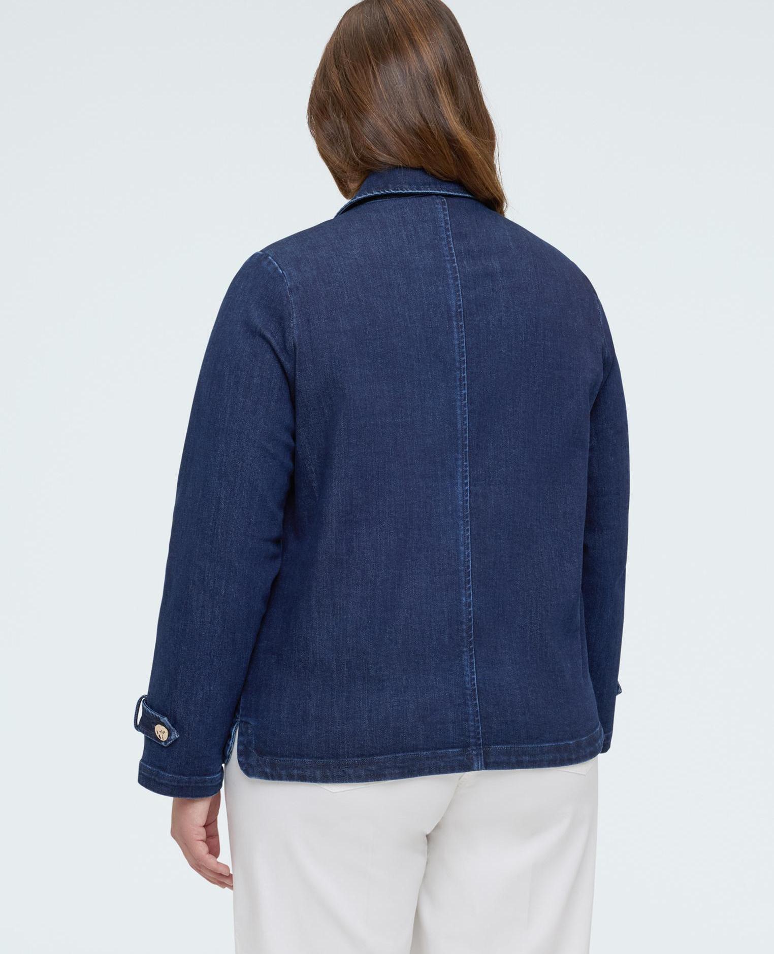 Chaqueta de mujer de denim cruzada mangas largas con correas ajustables - Fiorella Rubino - Azul Azul-2