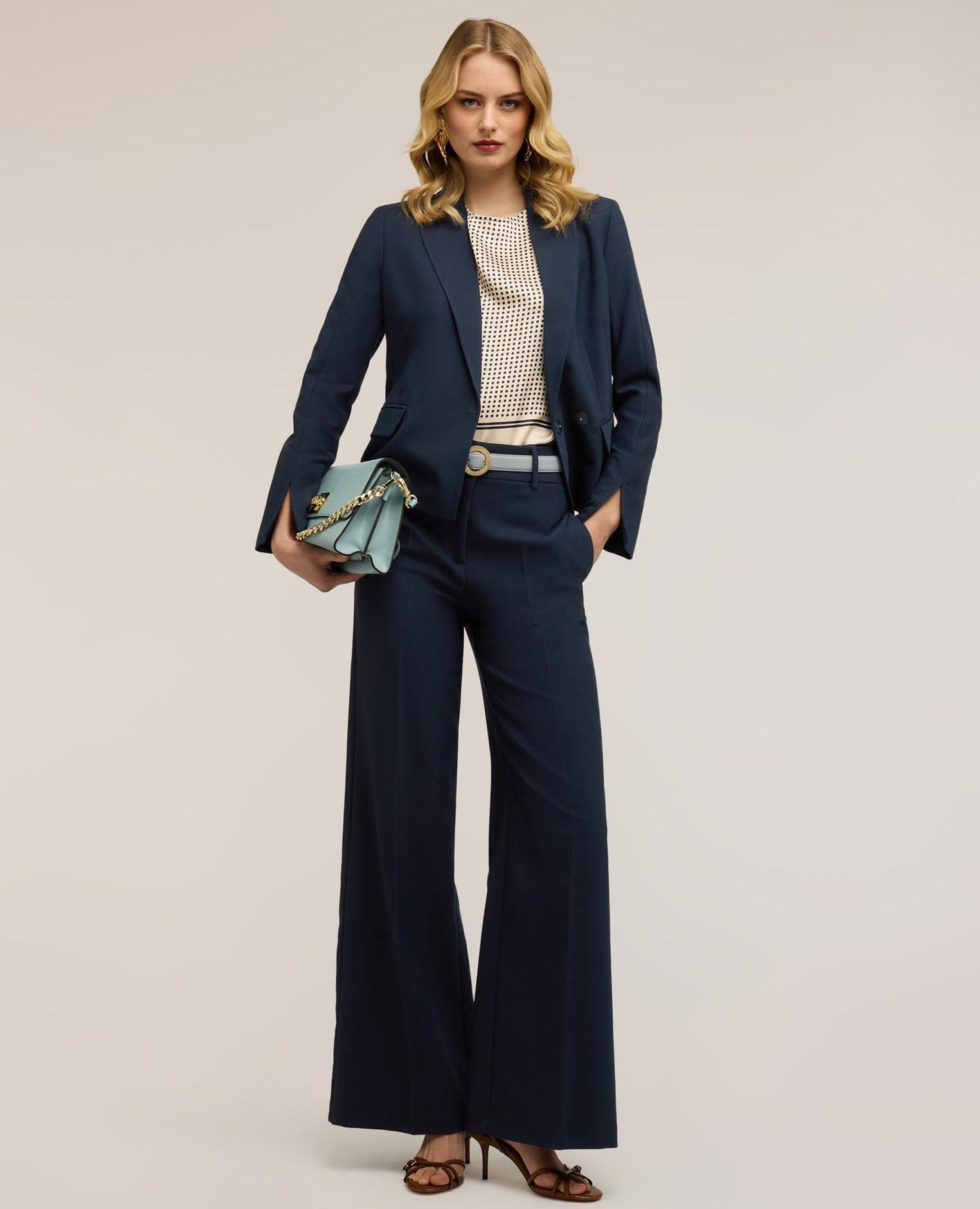 Blazer de mujer con abertura en el bajo de la manga ajuste regular - Motivi - Azul Azul-3