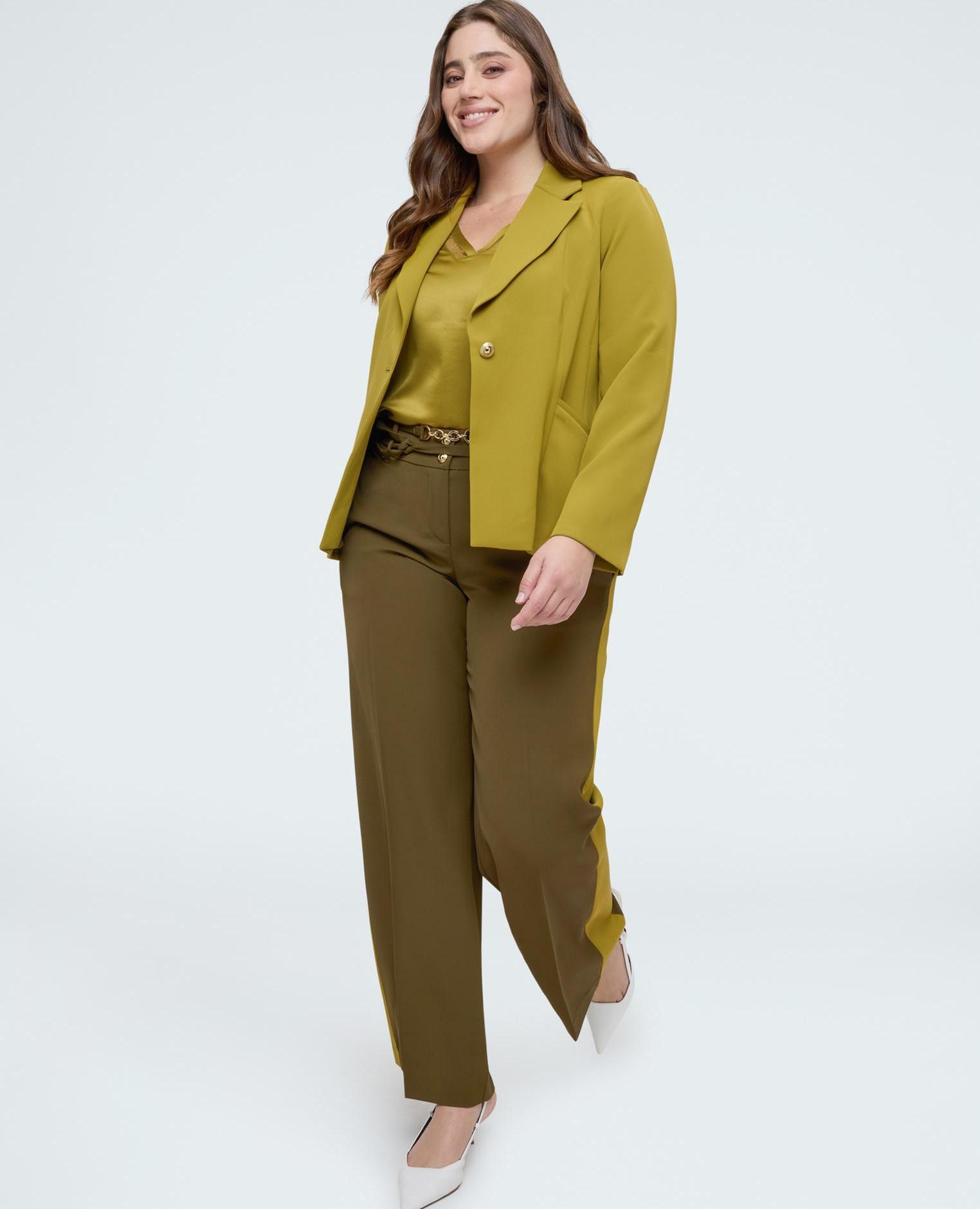 Fiorella Rubino - Pantalones de mujer wide leg bicolor cierre con botón y cremallera delante y elástico detrás para el máximo confort.