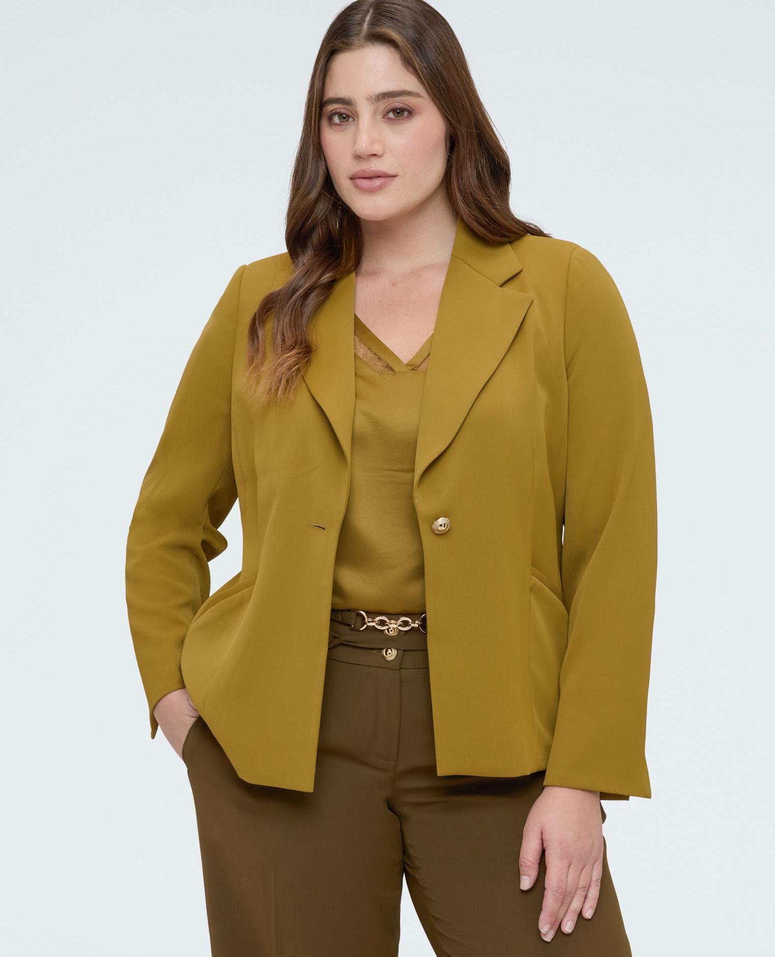 Blazer de mujer estructurado con botón joya cierre de botonadura sencilla - Fiorella Rubino - Verde claro Verde claro-1