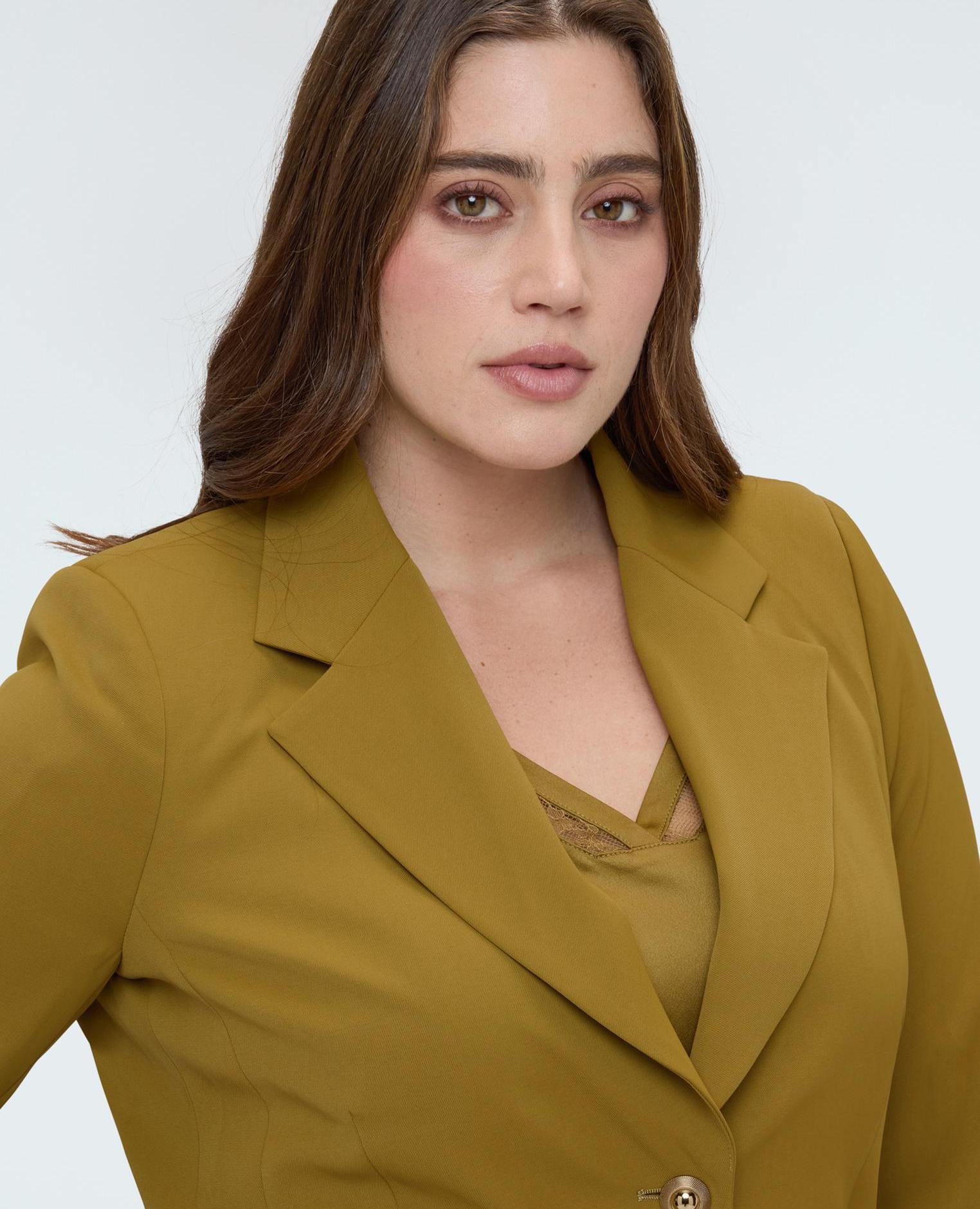 Blazer de mujer estructurado con botón joya cierre de botonadura sencilla - Fiorella Rubino - Verde claro Verde claro-3