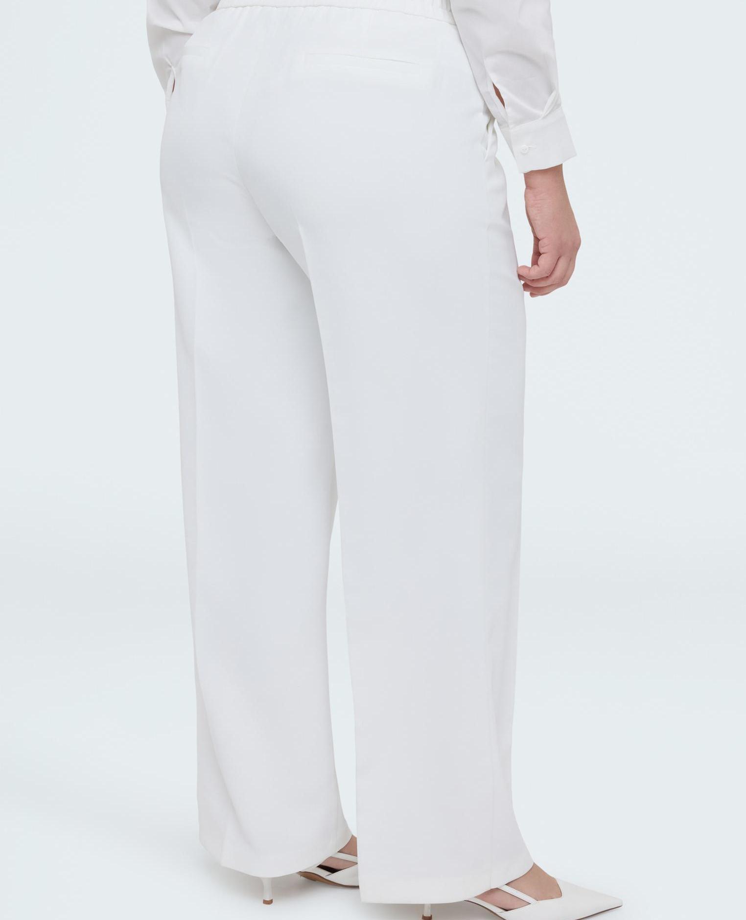 Pantalones de mujer wide leg en tejido fluido stretch diseñados para el máximo confort - Fiorella Rubino - Blanco Blanco-2