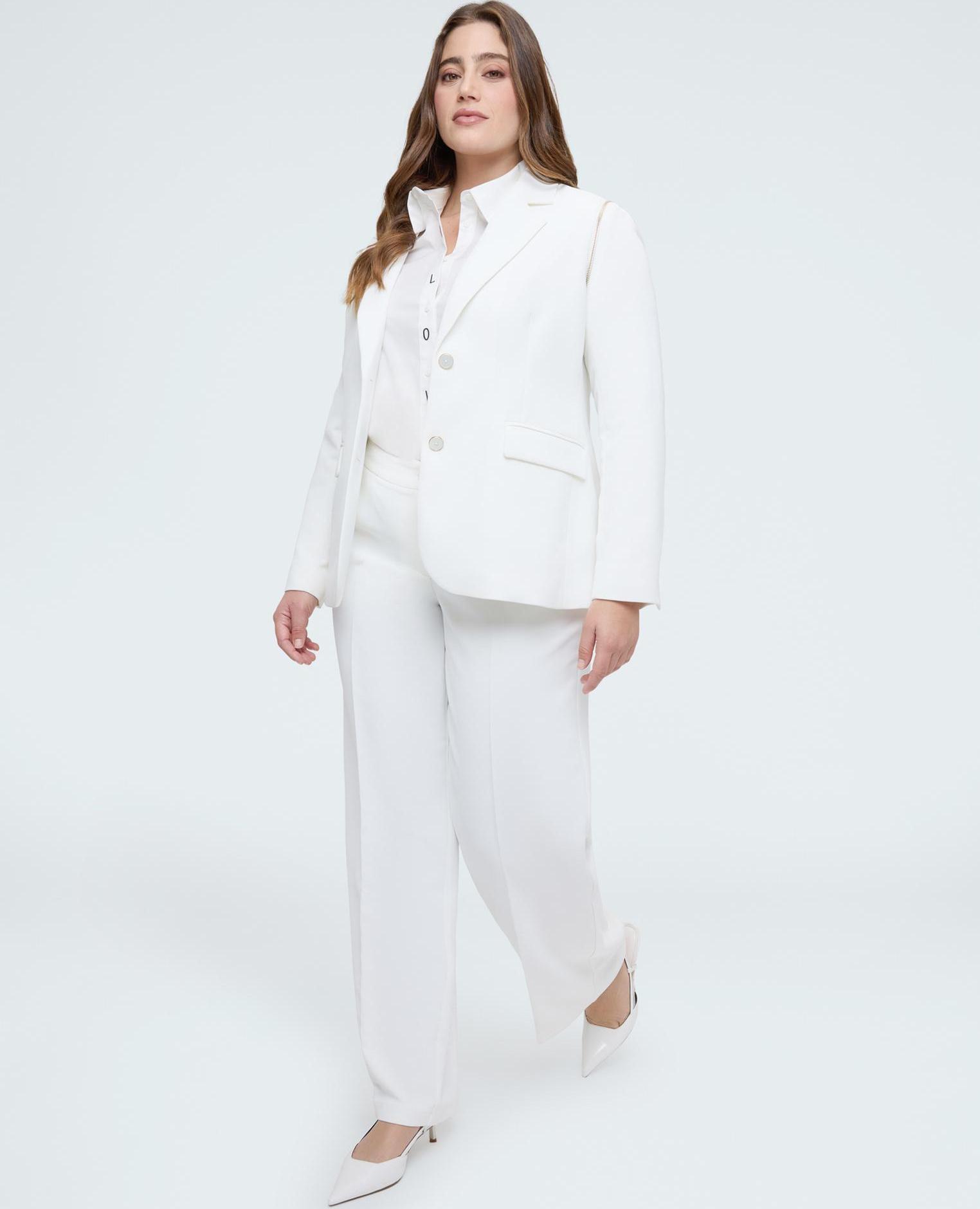Blazer de mujer 2 en 1 con mangas desmontables - Fiorella Rubino - Blanco Blanco-3