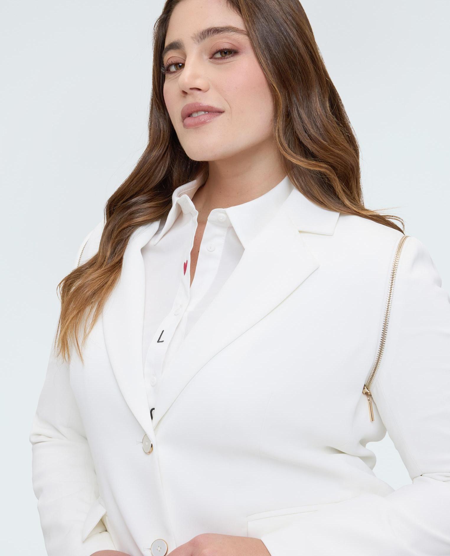 Blazer de mujer 2 en 1 con mangas desmontables - Fiorella Rubino - Blanco Blanco-4