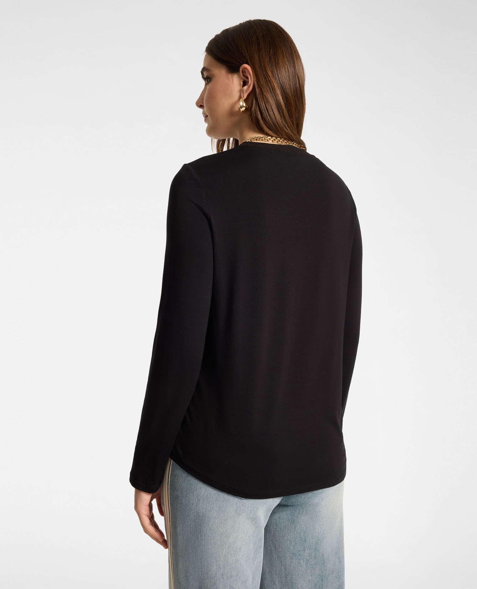 Camiseta de mujer bimatérica estampada mezcla viscosa ajuste regular - Elena Miró - Negro Negro-2