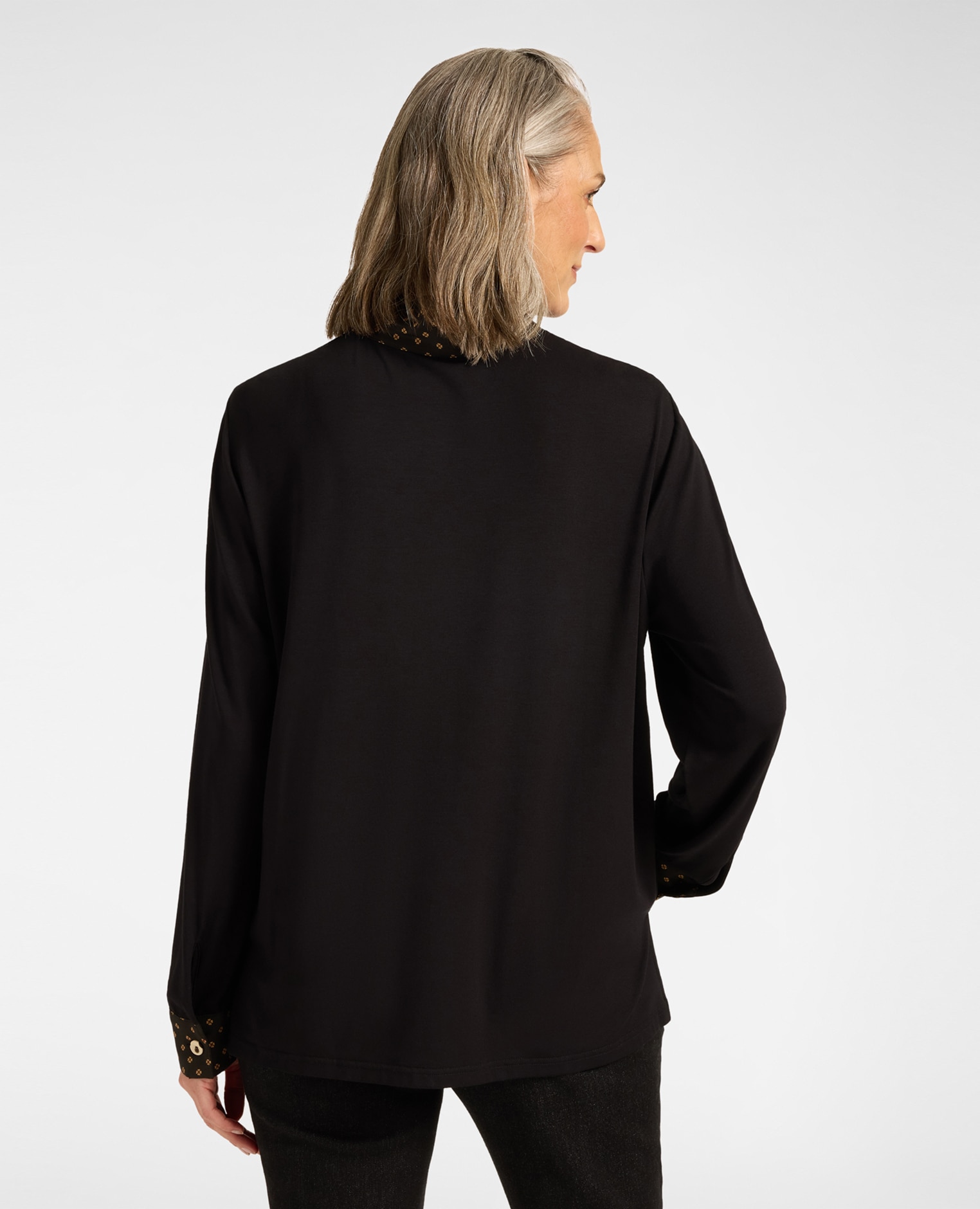 Camiseta de mujer estampada en viscosa cierre con botones ajuste regular - Elena Miró - Negro Negro-2