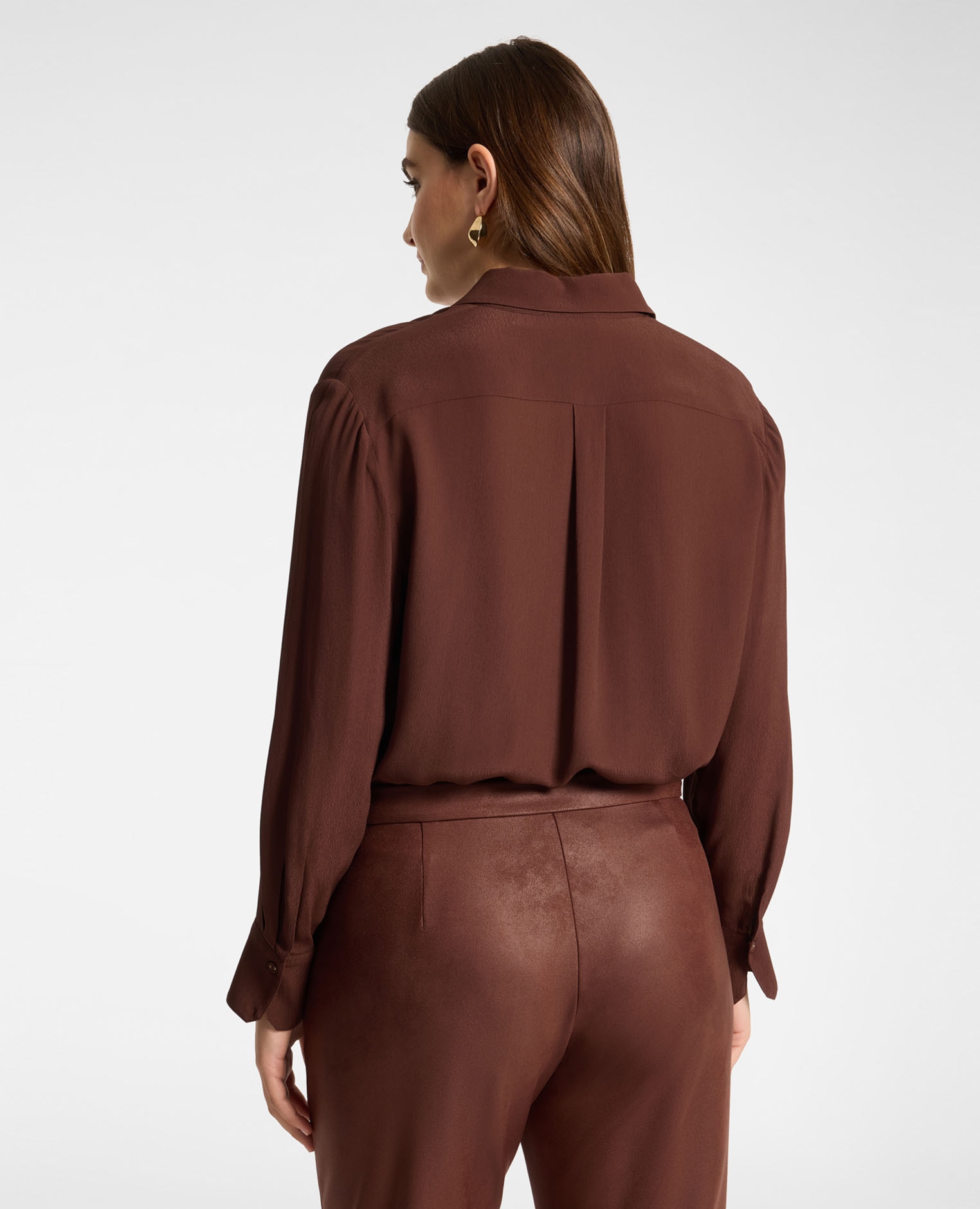Imagen 2 de Camisa de mujer de viscosa con strass ajuste oversize cierre con botones - Elena Miró - Marrón Marrón
