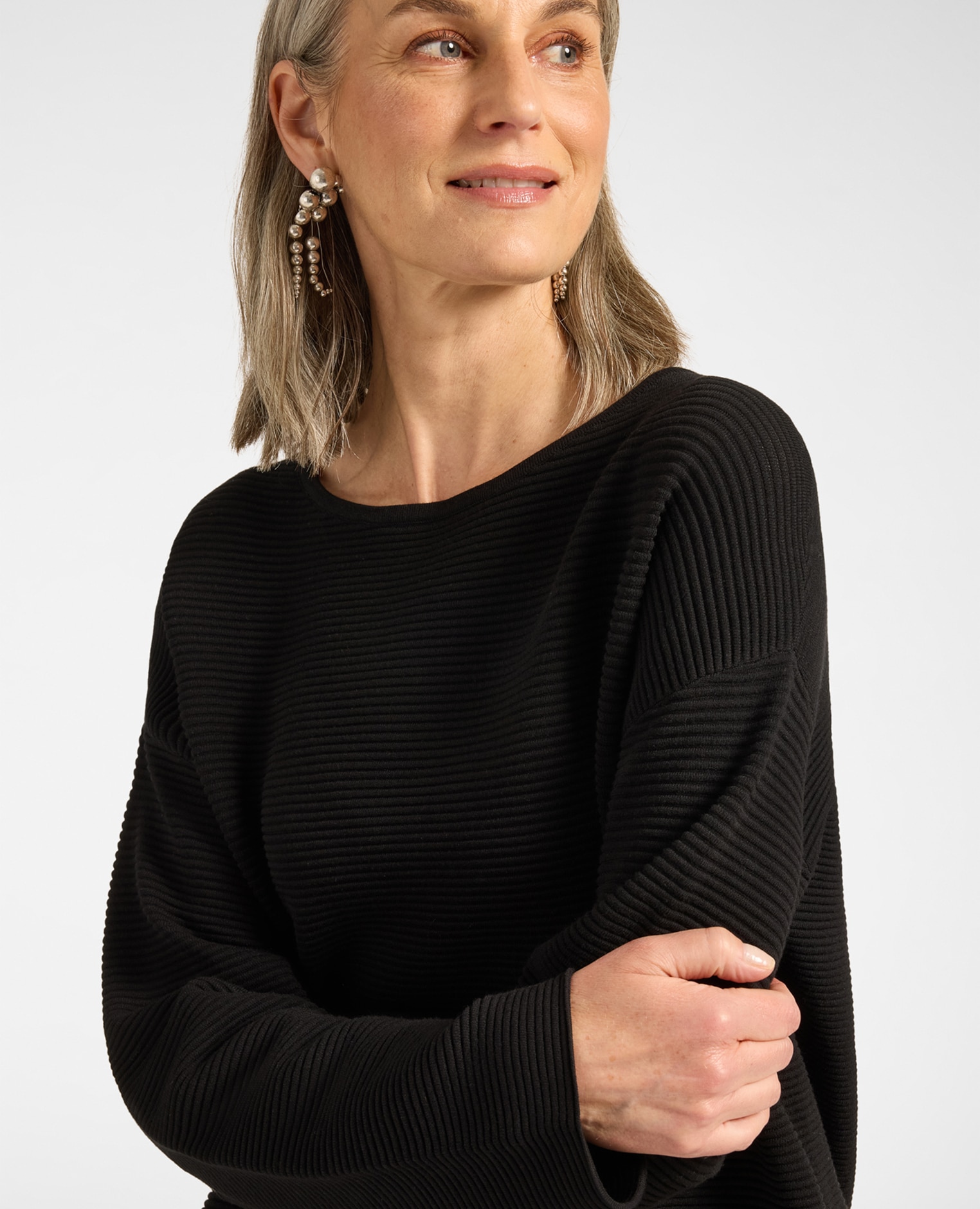 Jersey de mujer con cuello desmontable ajuste boxy largo medio - Elena Miró - Negro Negro-4