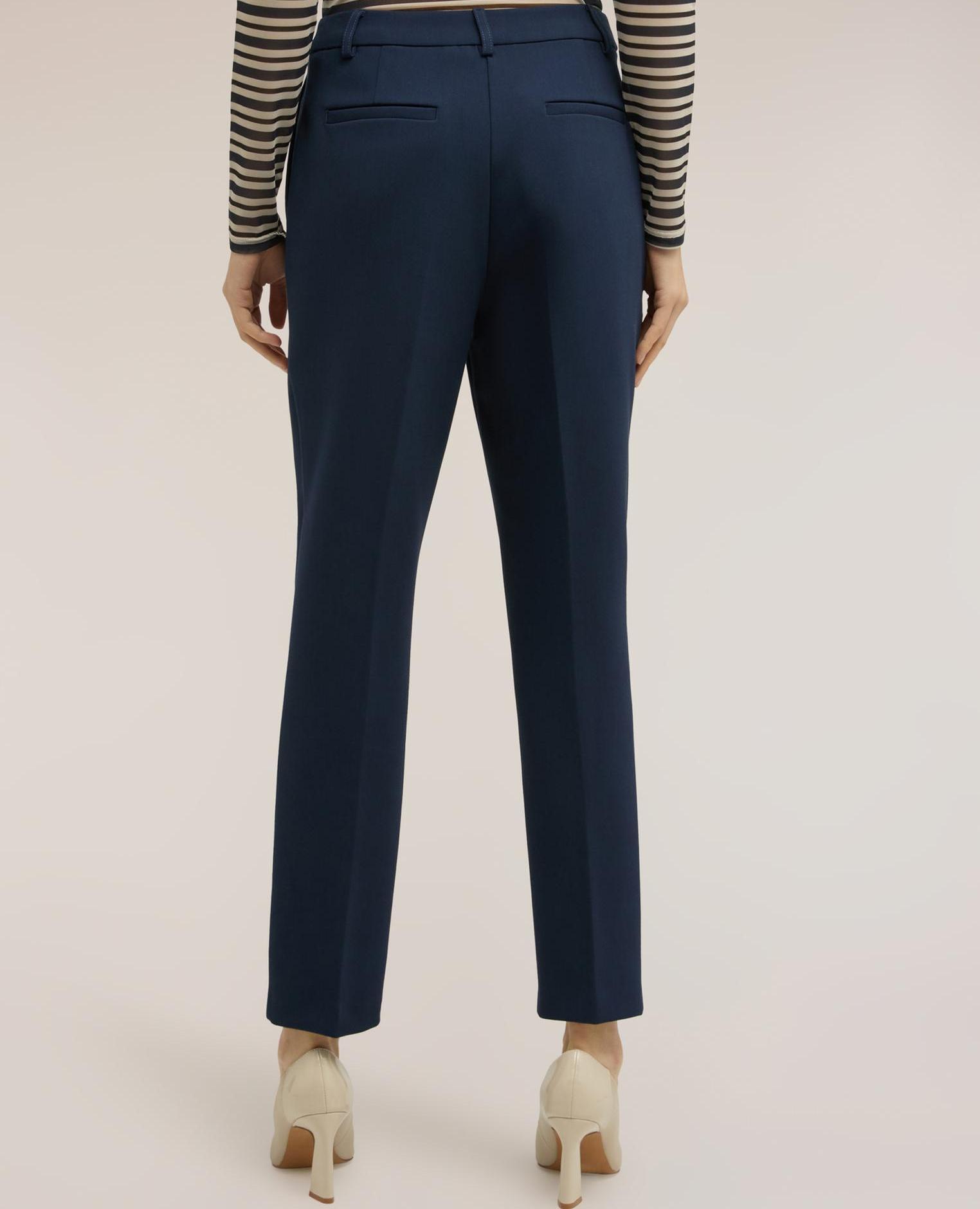 Pantalones de mujer rectos de poliviscosa abertura frontal con gancho y cremallera - Motivi - Azul Azul-2