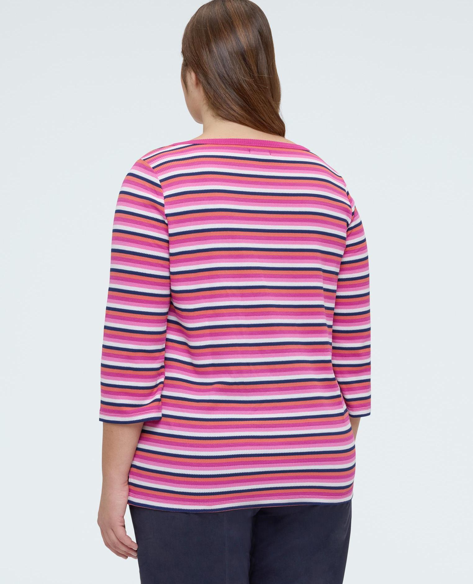 Camiseta de mujer de punto de rayas multicolor - Fiorella Rubino - Fucsia Fucsia-2