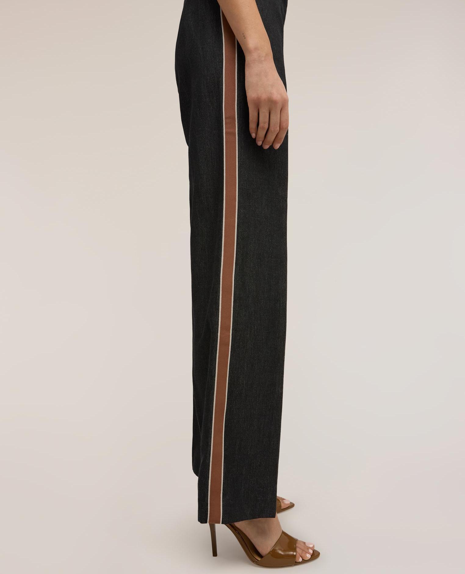 Pantalones de mujer palazzo con bandas laterales cierre frontal con botones y cremallera - Motivi - Azul Azul-3