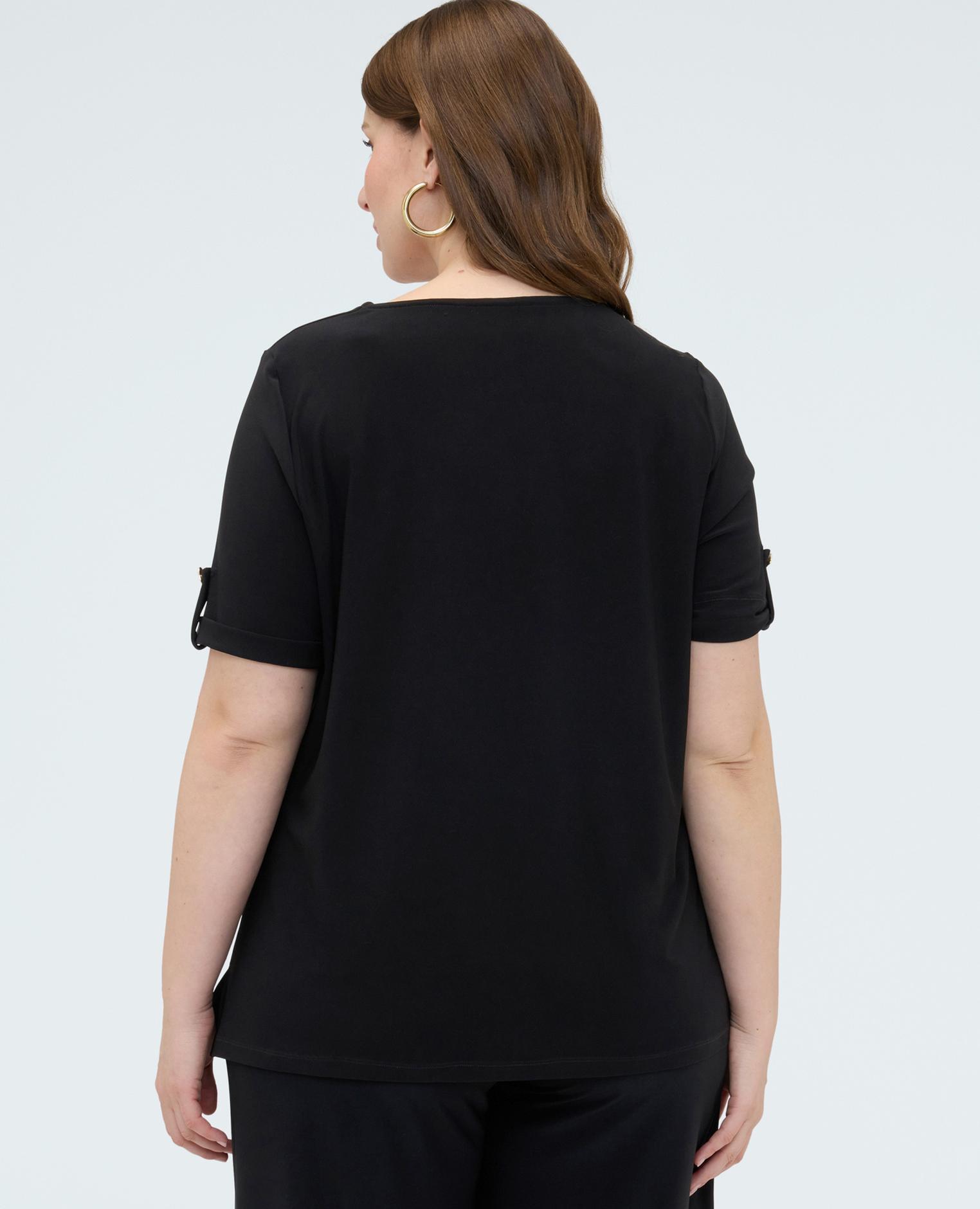 Camiseta de mujer de jersey con drapeado ajuste y diseño para el máximo confort - Fiorella Rubino - Negro Negro-2