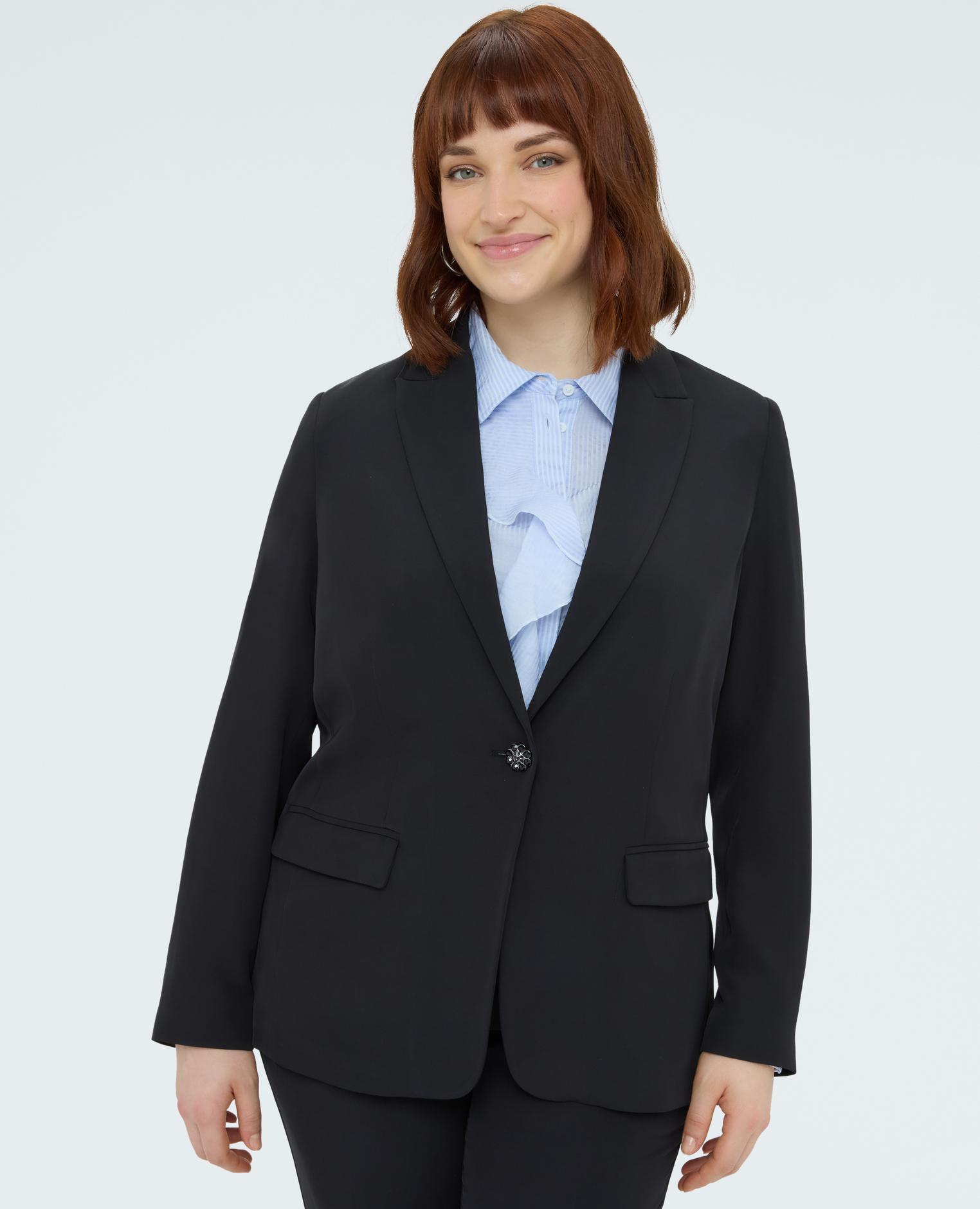 Blazer de mujer estructurado con botón y mangas largas adornadas con botones - Fiorella Rubino - Negro Negro-1