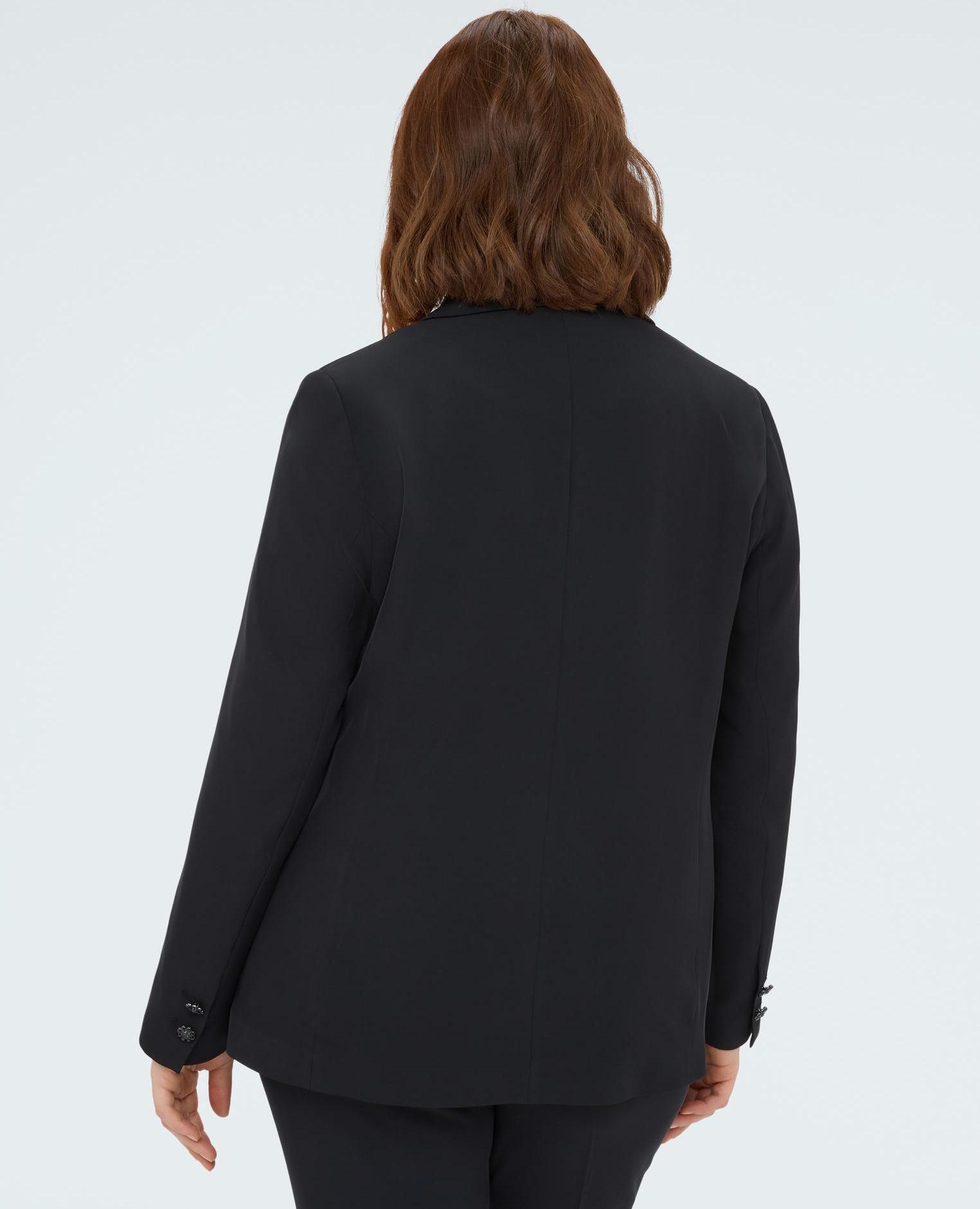 Blazer de mujer estructurado con botón y mangas largas adornadas con botones - Fiorella Rubino - Negro Negro-2