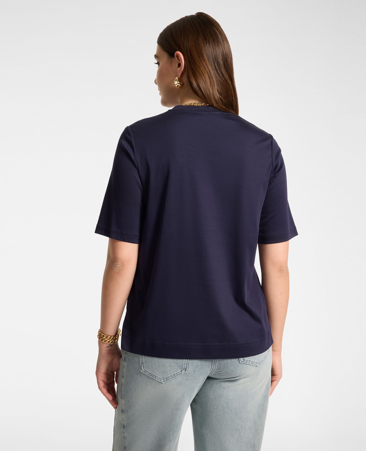 Camiseta de mujer de algodón con aplicación de libélula ajuste regular y mangas cortas - Elena Miró - Azul Azul-2