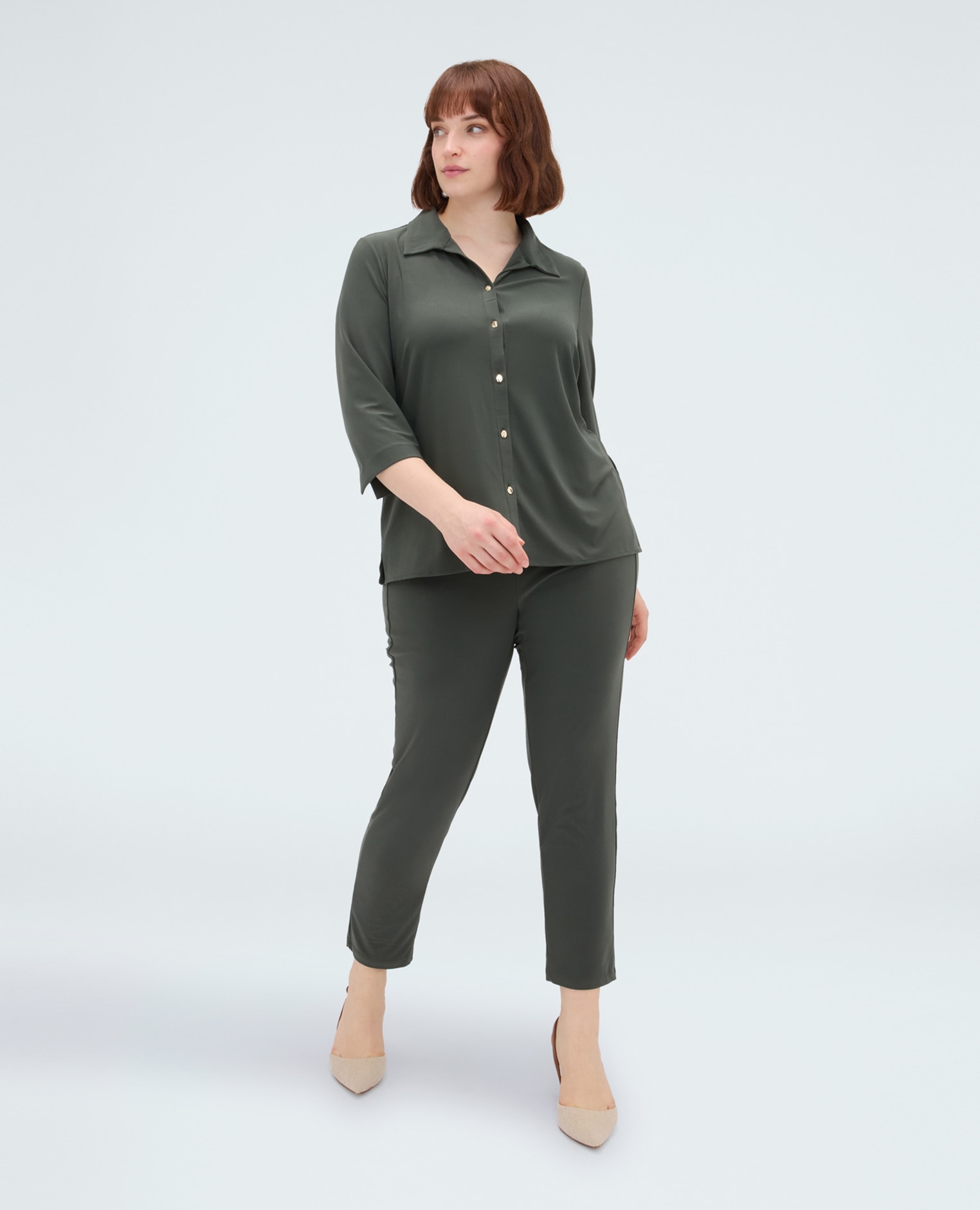 Joggers de mujer de punto jersey ajuste y diseño para el máximo confort - Fiorella Rubino - Verde Verde-3