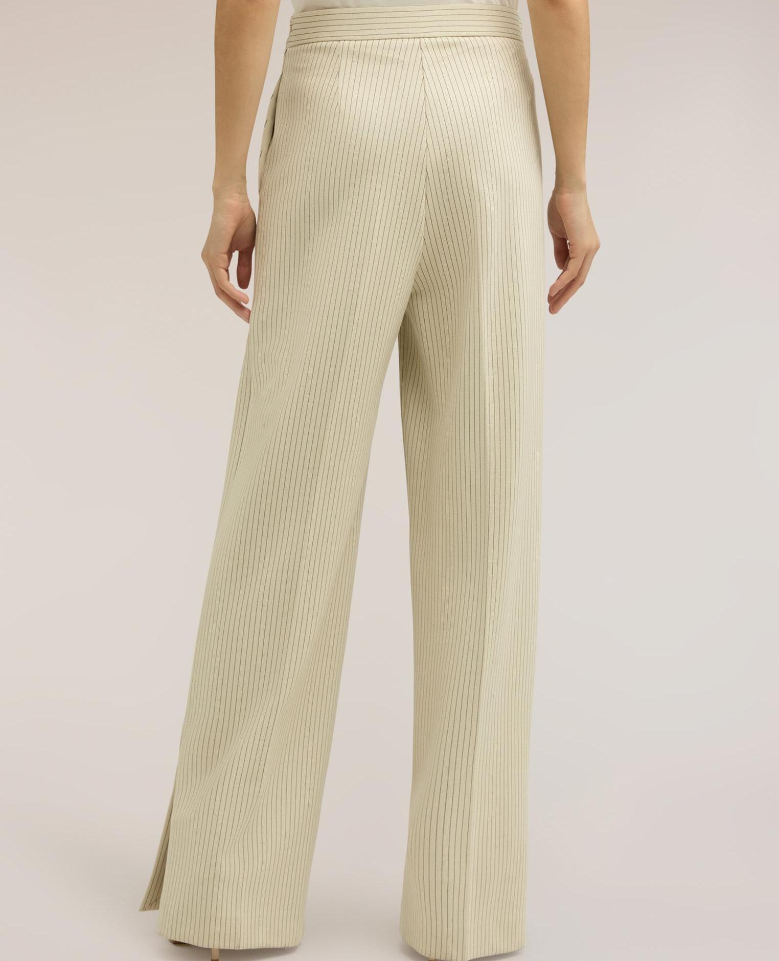 Pantalones de mujer palazzo en punto milano a rayas - Motivi - Blanco Blanco-2