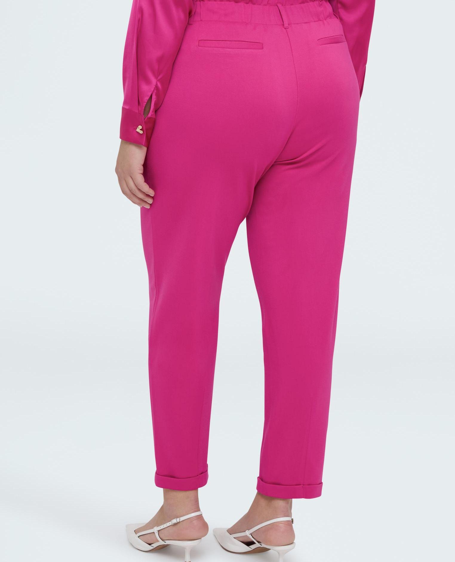 Pantalones de mujer balloon en punto milano - Fiorella Rubino - Fucsia Fucsia-2
