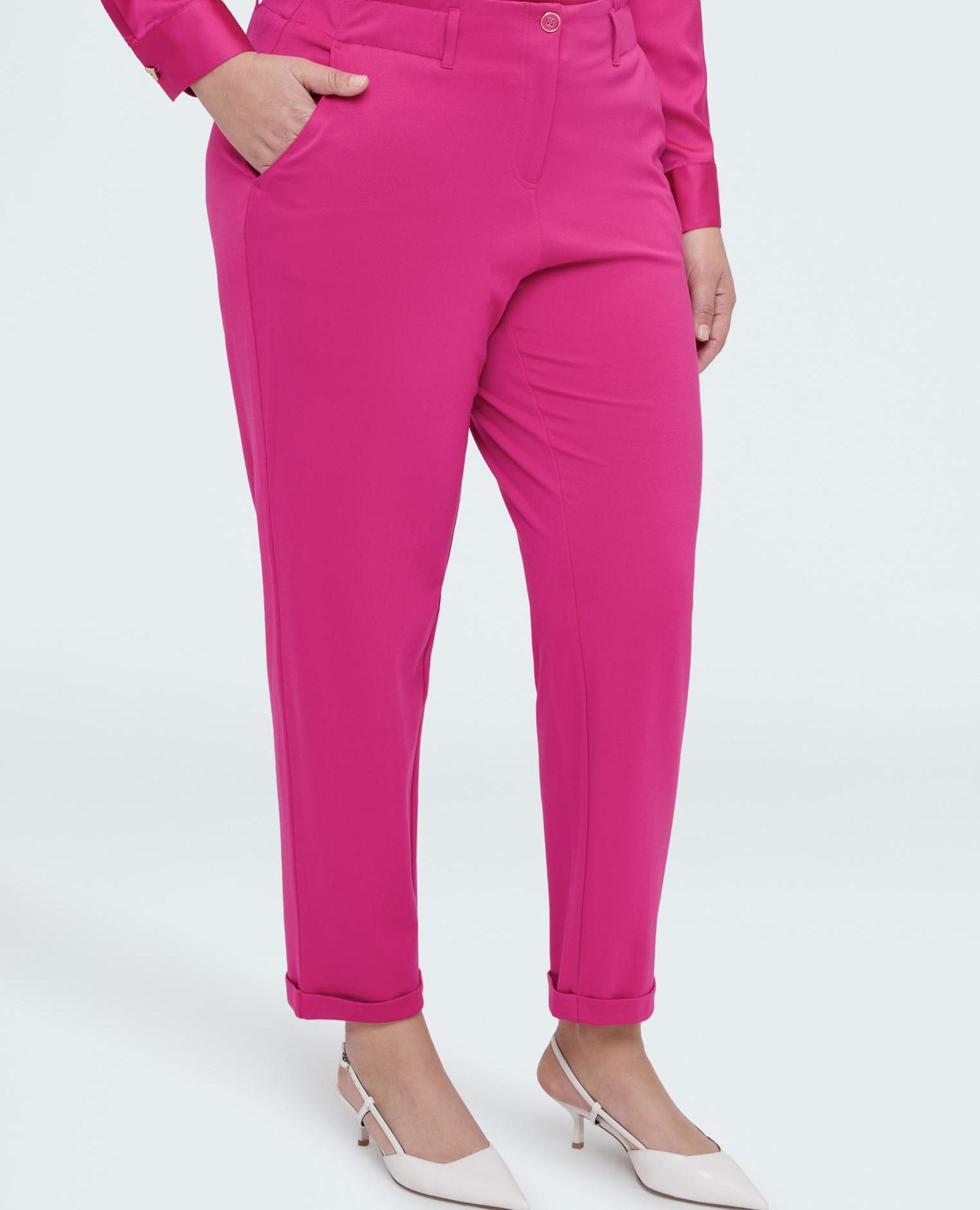 Pantalones de mujer balloon en punto milano - Fiorella Rubino - Fucsia Fucsia-3