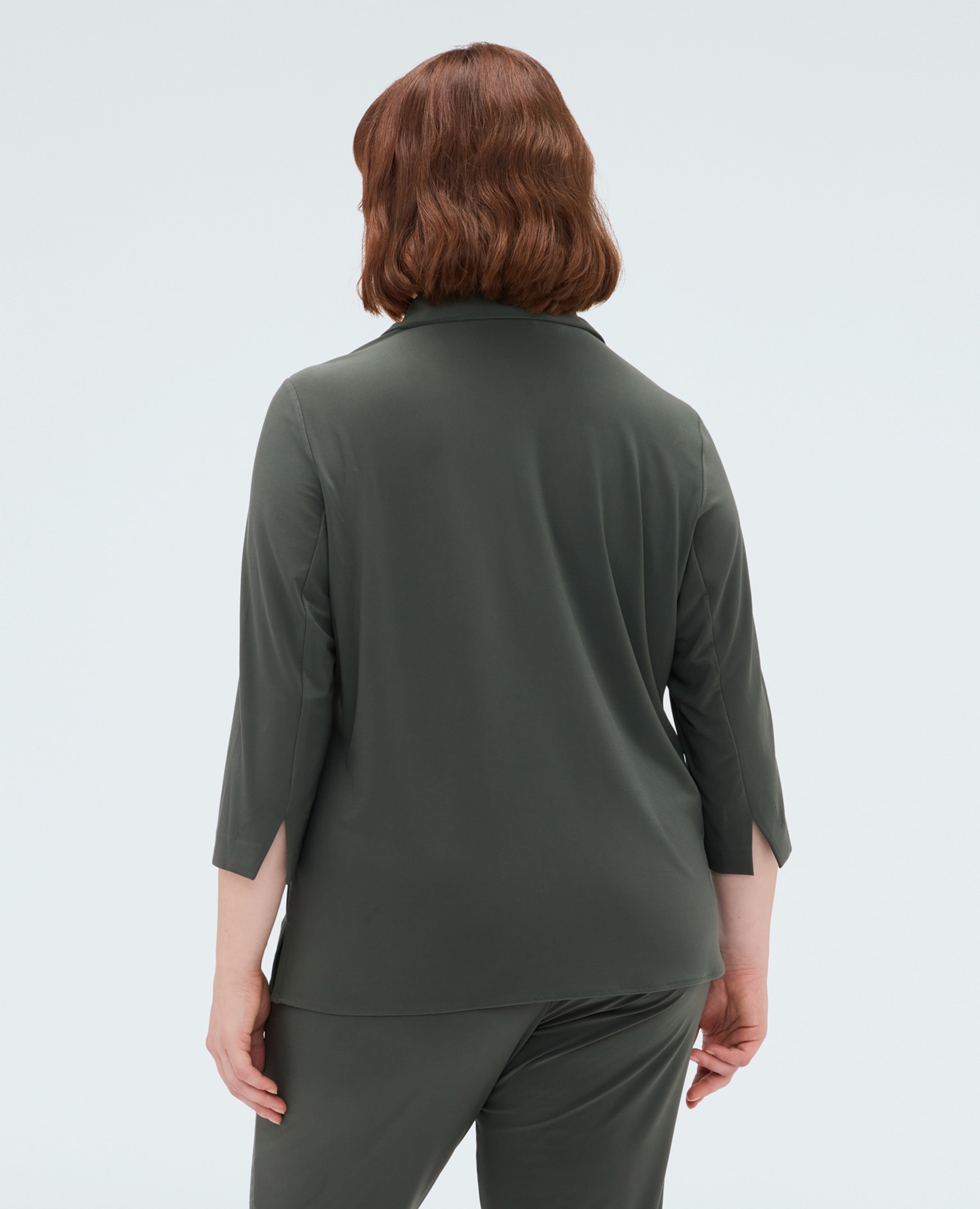 Camisa de mujer de jersey con cuello máximo confort - Fiorella Rubino - Verde Verde-2