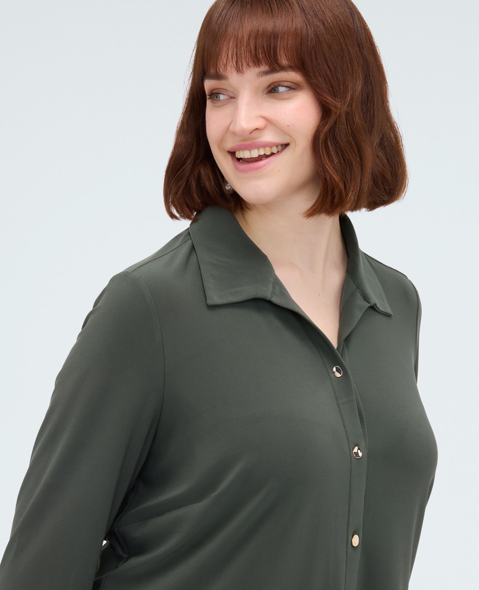 Camisa de mujer de jersey con cuello máximo confort - Fiorella Rubino - Verde Verde-4