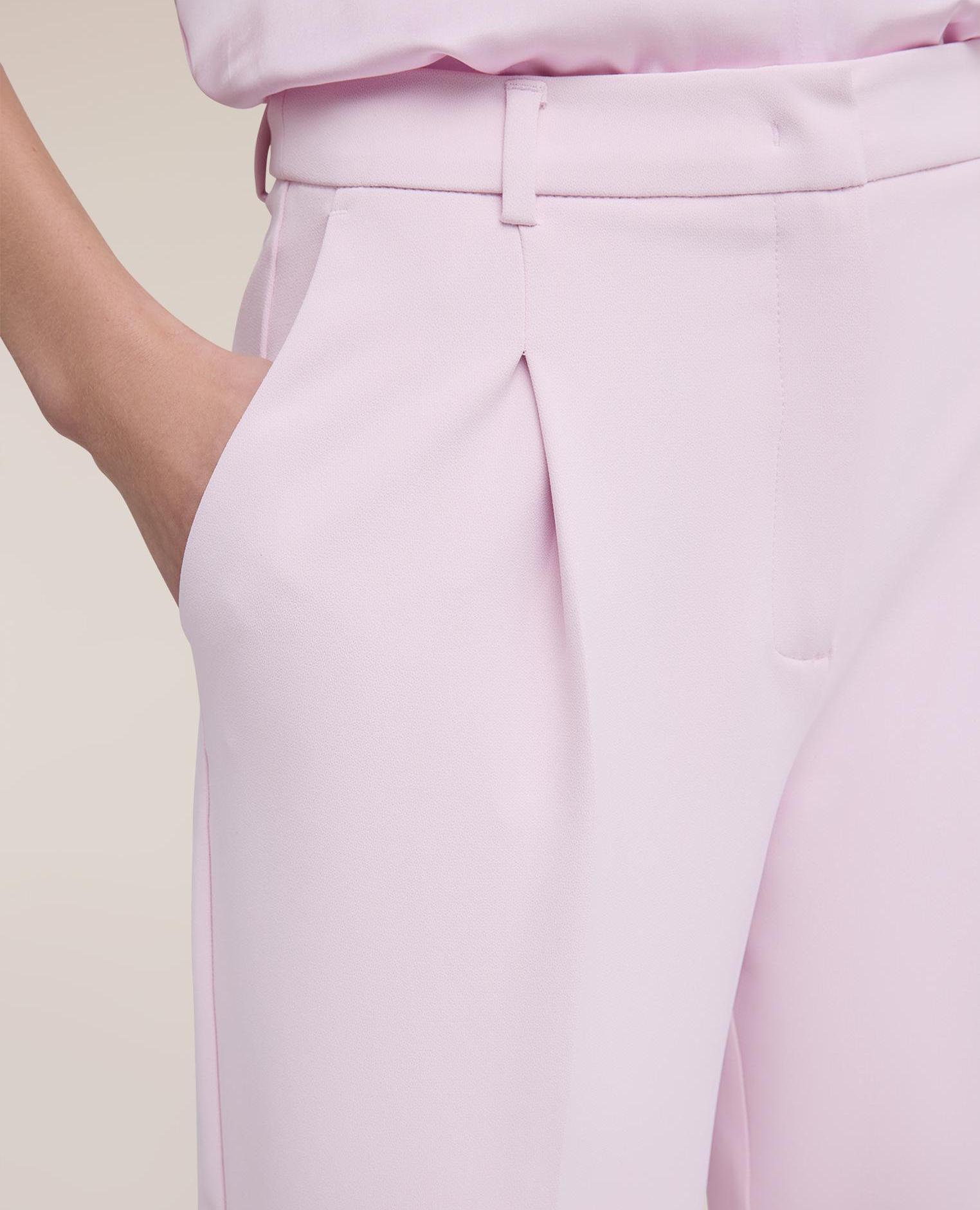 Pantalones de mujer palazzo de crepé cierre frontal sastre - Motivi - Rosa Rosa-4