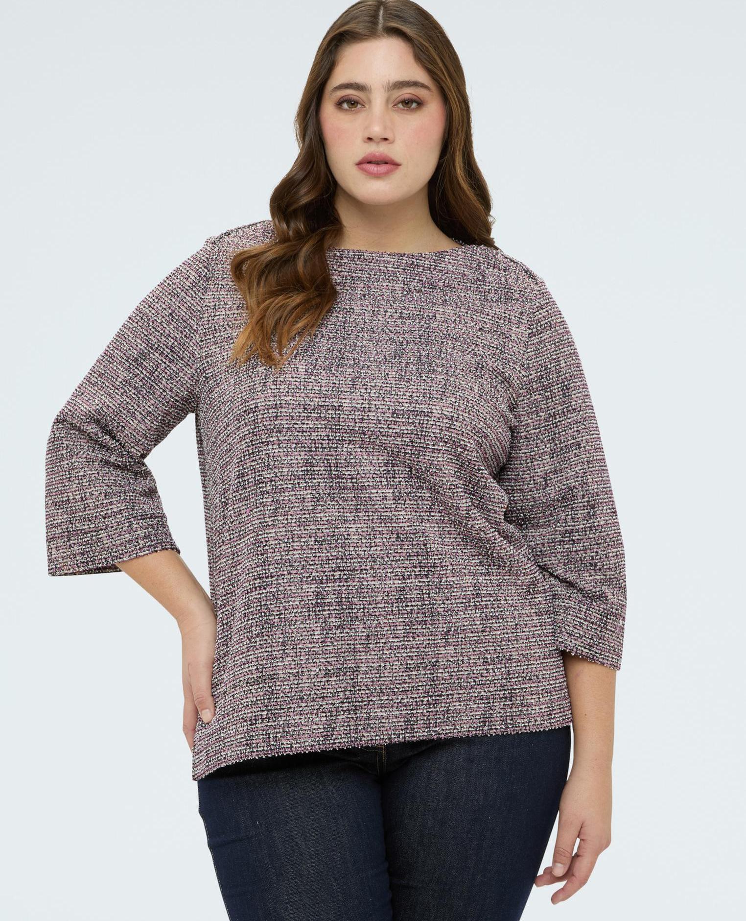 Imagen 0 de Sudadera de mujer con cuello amplio escote amplio mangas ranglan de tres cuartos Rosa