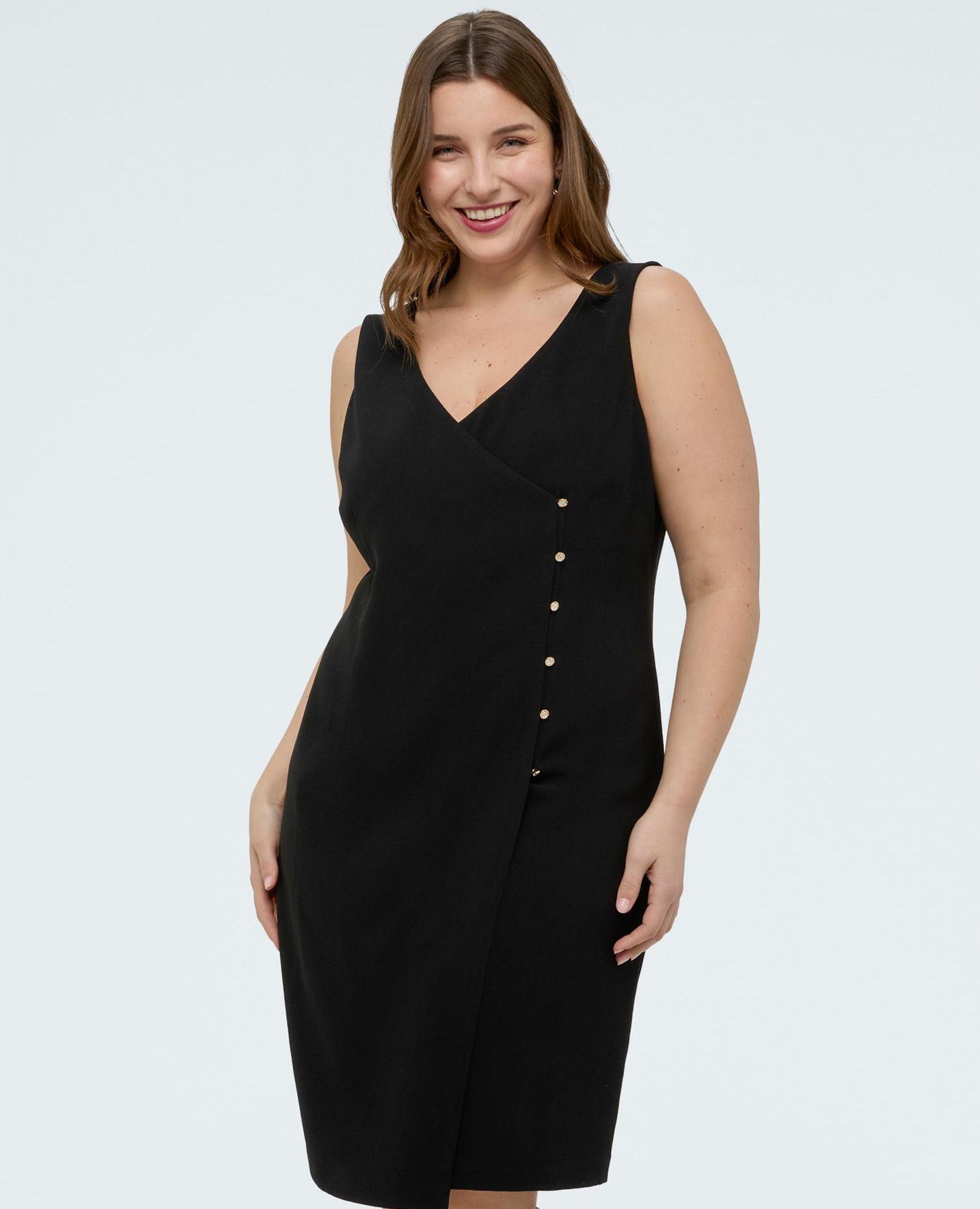 Fiorella Rubino - Vestido corto tubo con botones joya- glam.