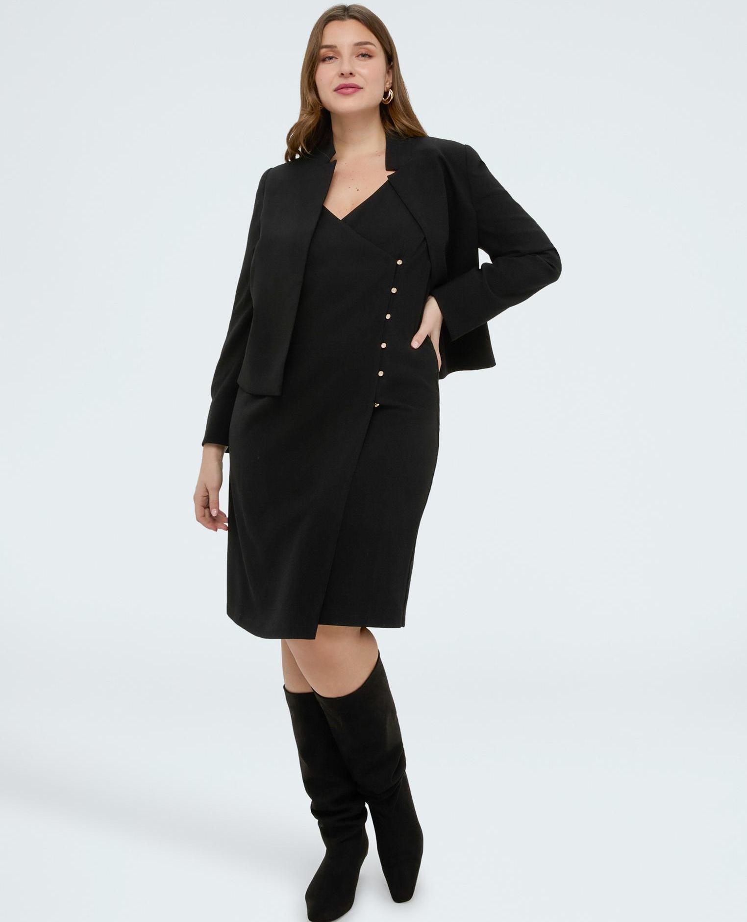 Vestido corto tubo con botones joya- glam - Fiorella Rubino - Negro Negro-3