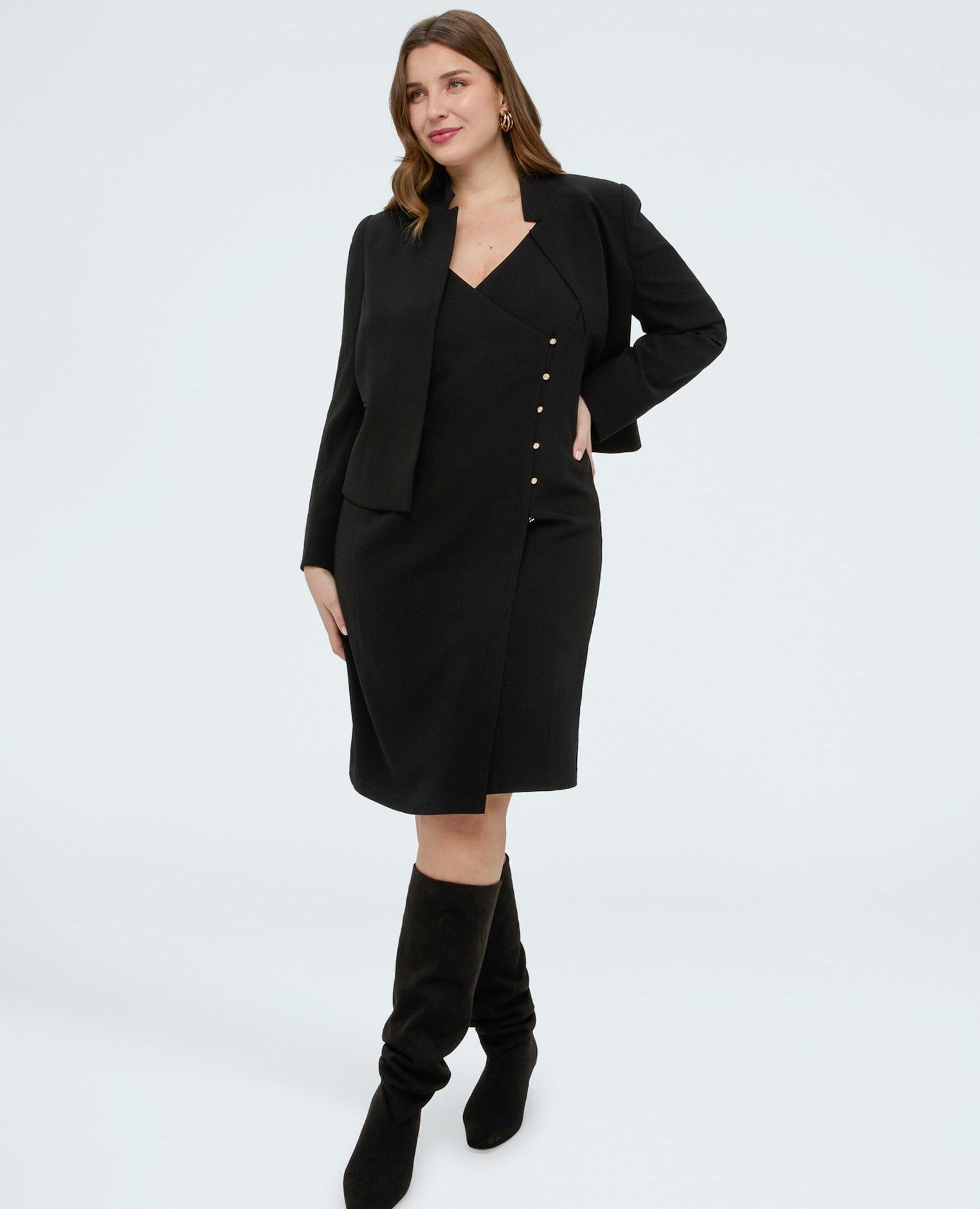 Blazer de mujer corto en tejido elástico no se arruga no necesita ser planchado - Fiorella Rubino - Negro Negro-1