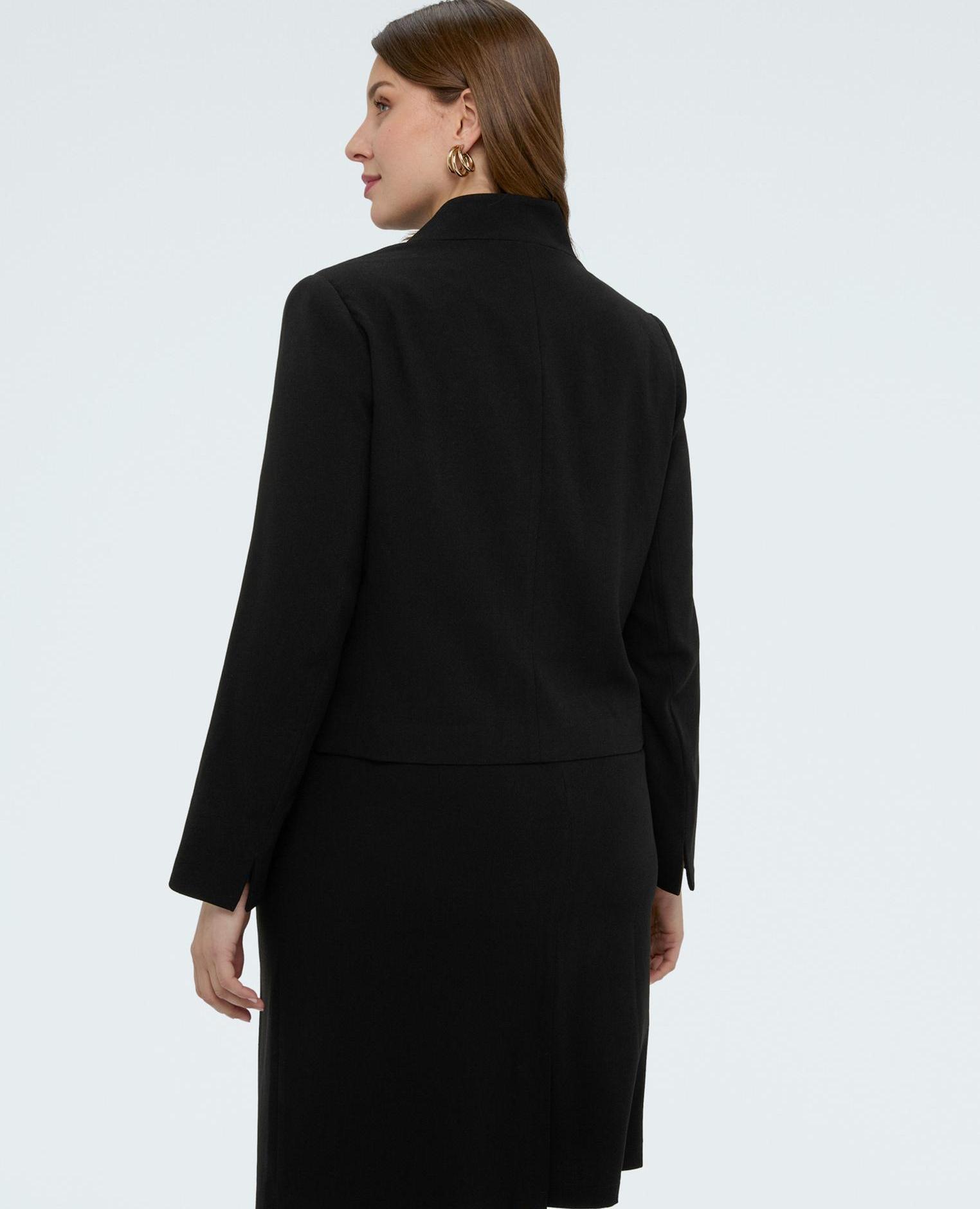 Blazer de mujer corto en tejido elástico no se arruga no necesita ser planchado - Fiorella Rubino - Negro Negro-2