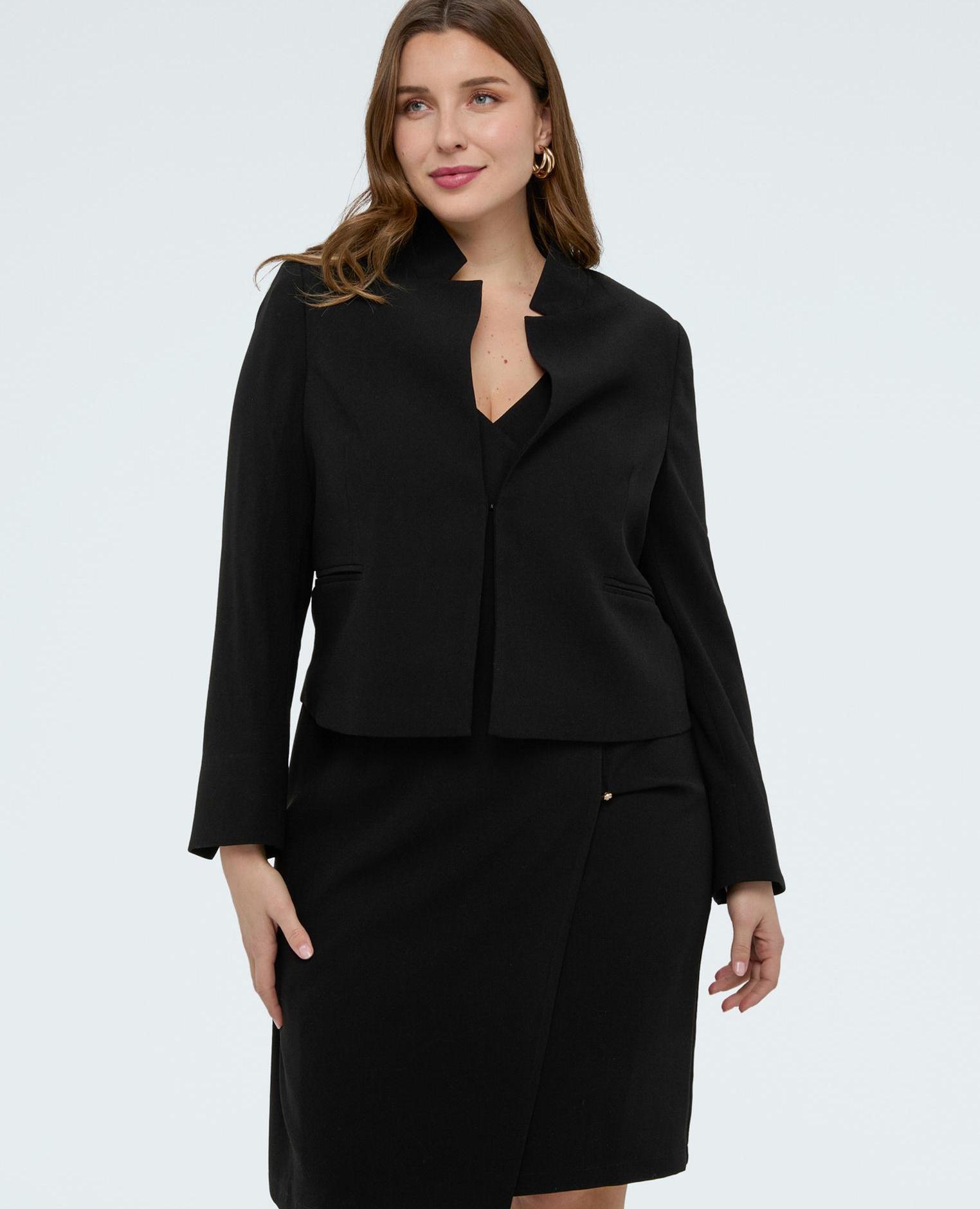 Blazer de mujer corto en tejido elástico no se arruga no necesita ser planchado - Fiorella Rubino - Negro Negro-3