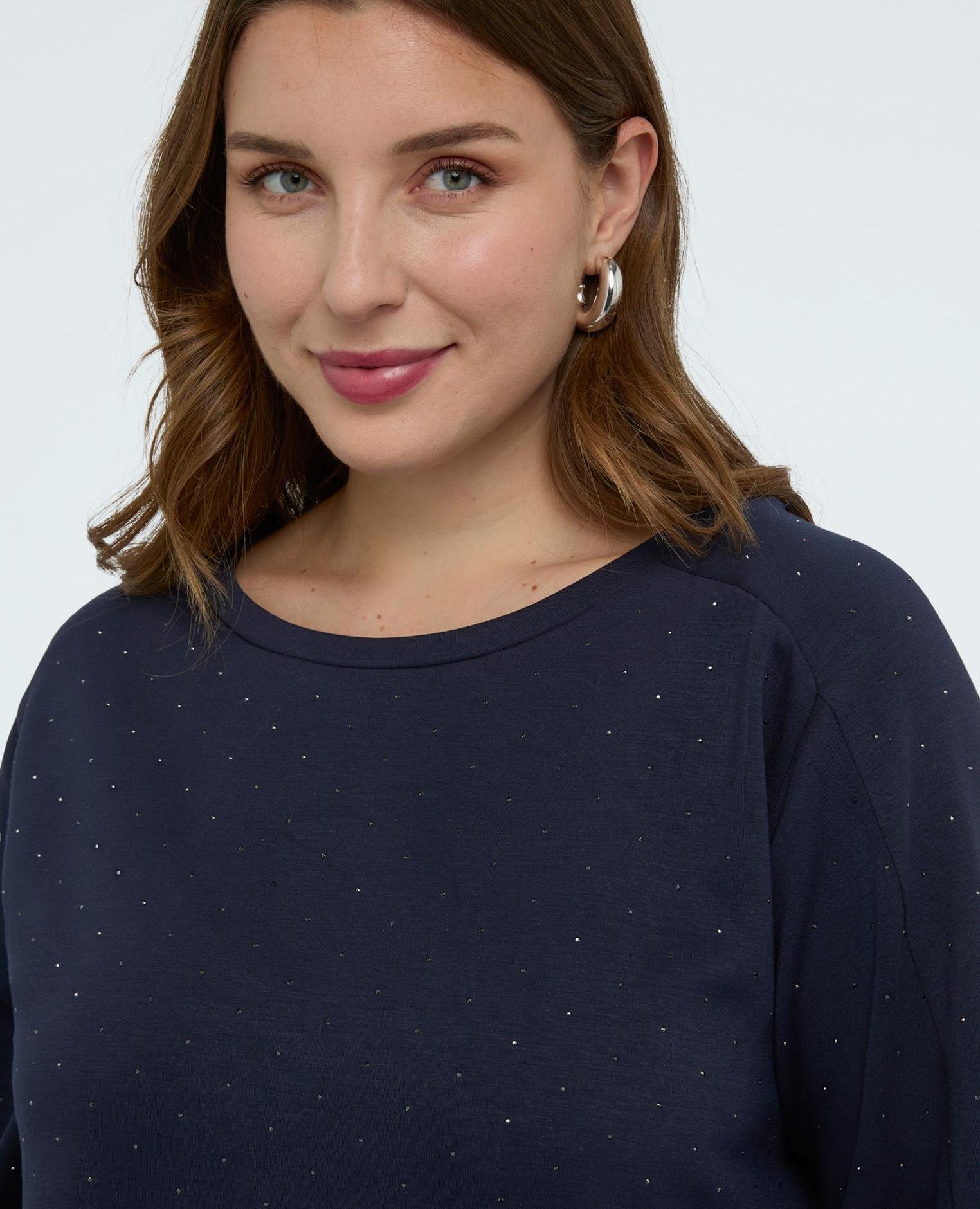 Sudadera de mujer con aplicaciones luminosas escote redondo - Fiorella Rubino - Azul Azul-3