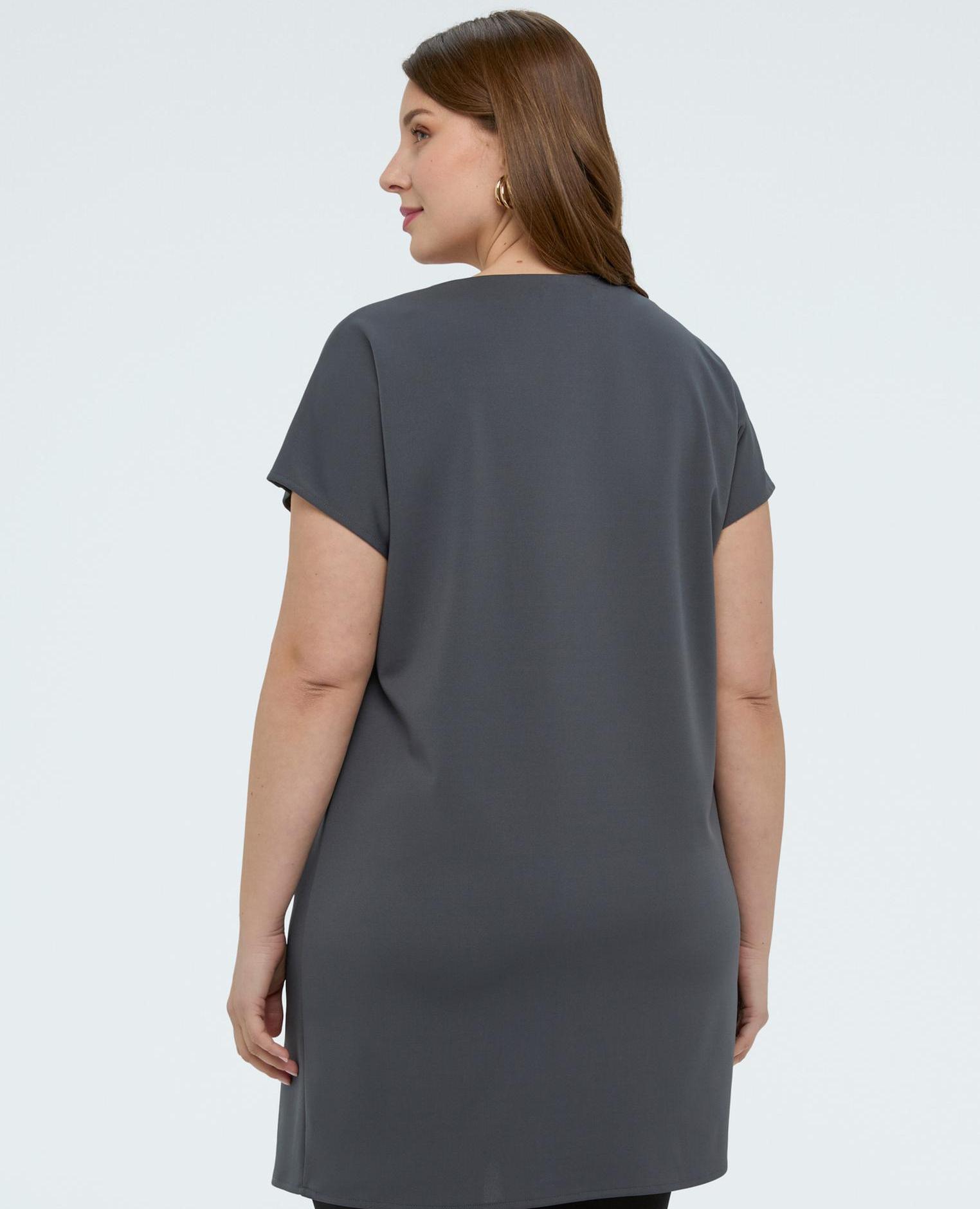 Vestido corto en punto milano con lazos mangas cortas - Fiorella Rubino - Gris Gris-2
