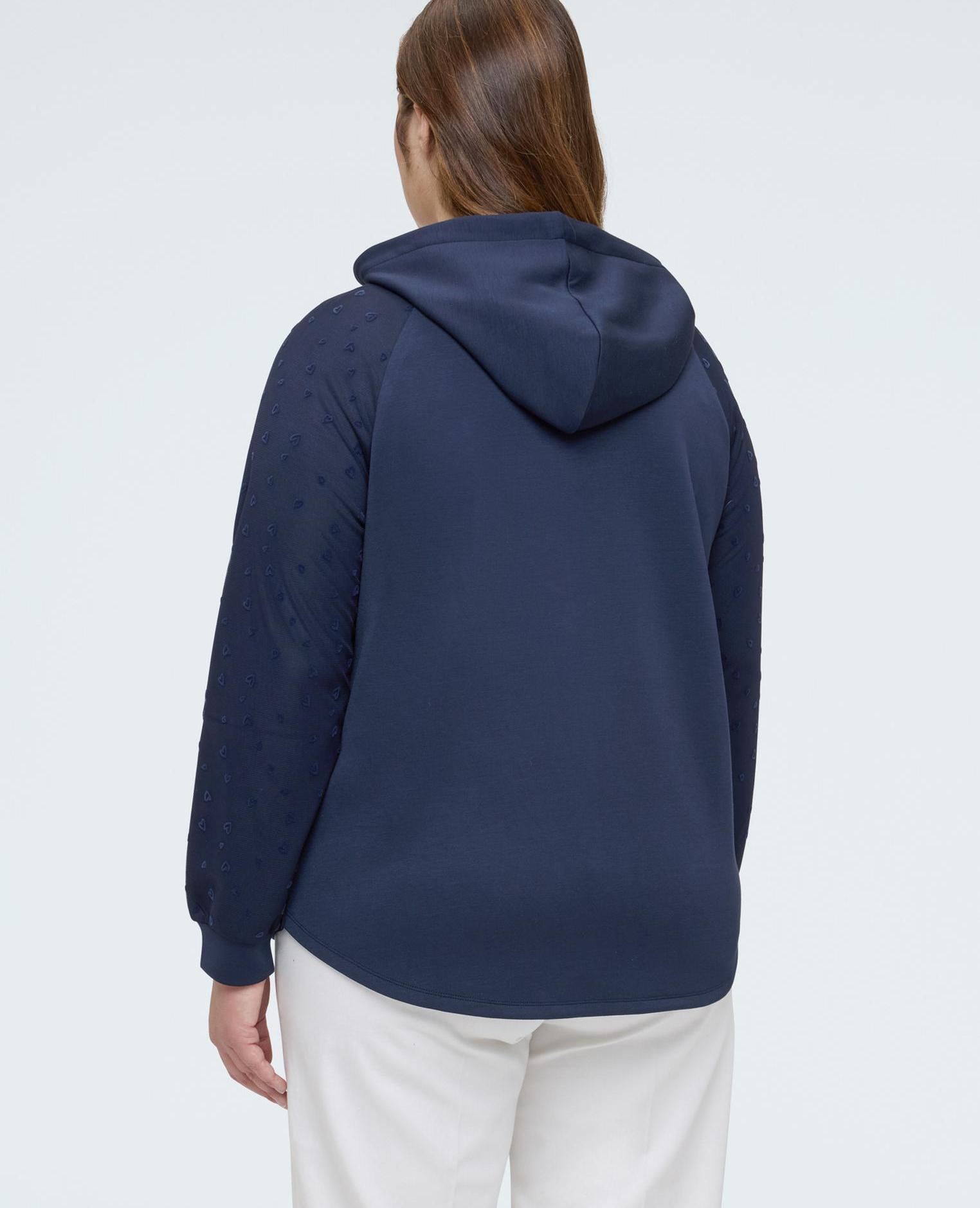 Sudadera de mujer con capucha con mangas de corazones mangas con corazoncitos plumetis - Fiorella Rubino - Azul Azul-2