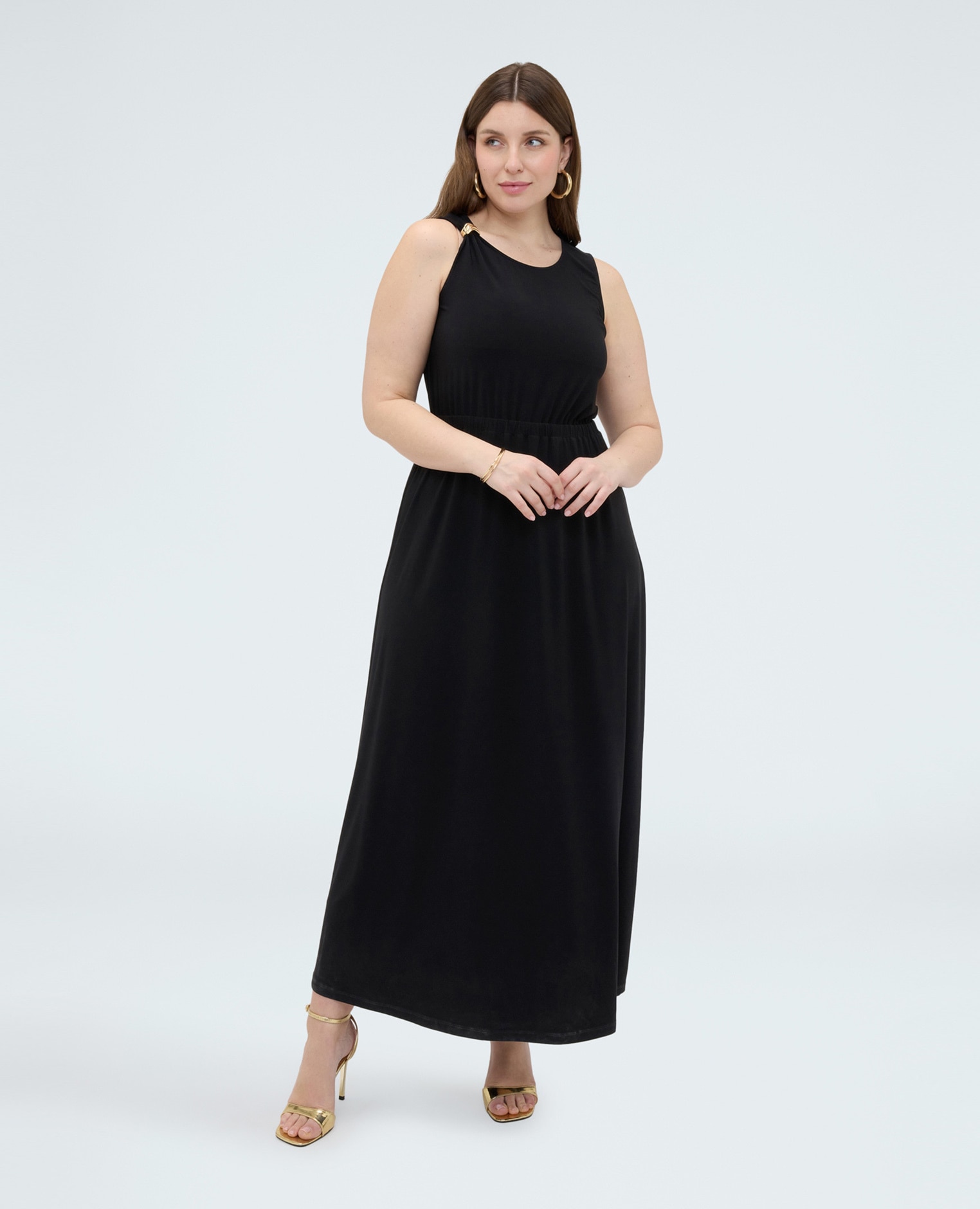 Fiorella Rubino - Vestido largo de punto con escote en la espalda detalle dorado para gestionar como quieras.