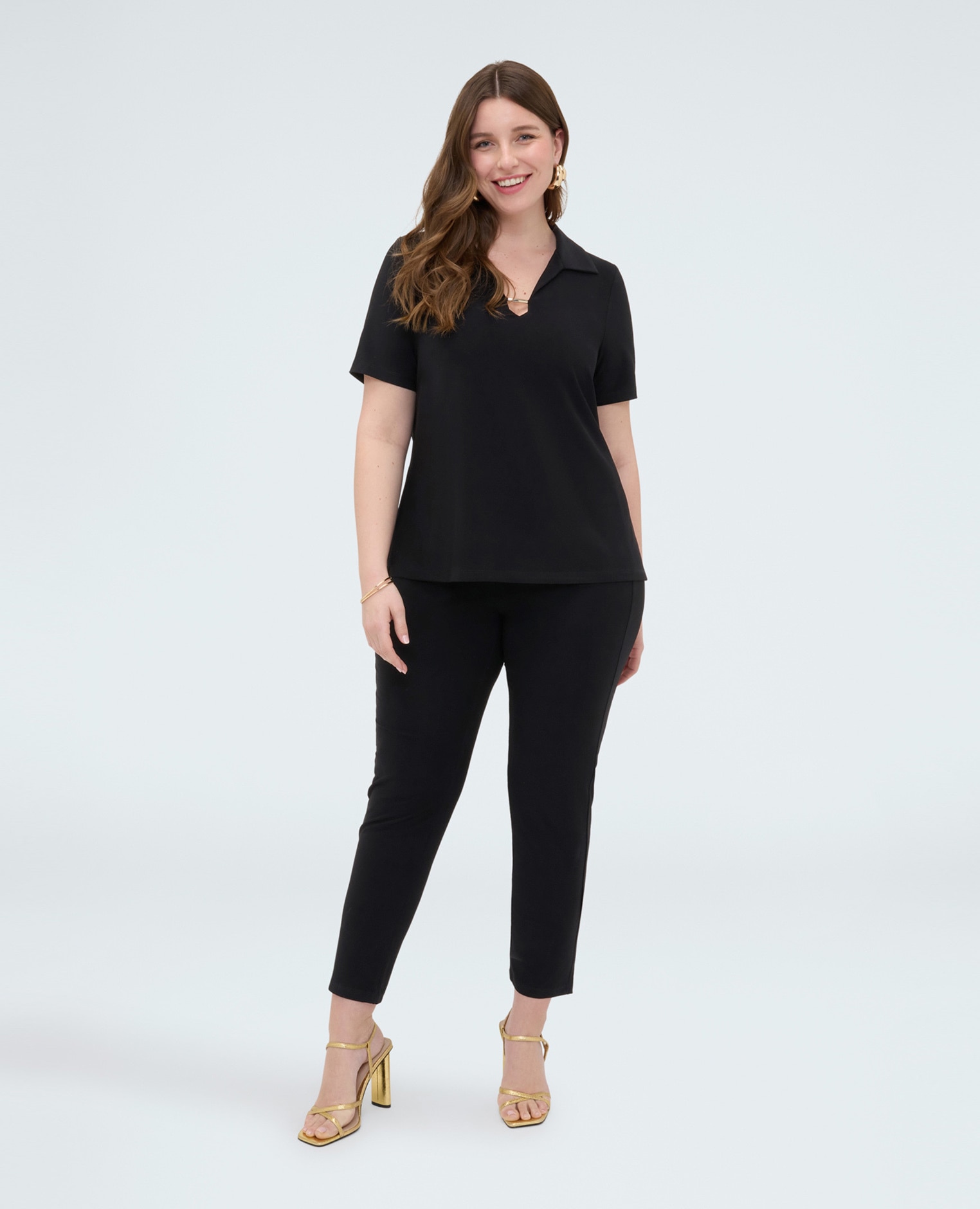 Camiseta de mujer de jersey con detalle en el escote ajuste y diseño para el máximo confort - Fiorella Rubino - Negro Negro-3