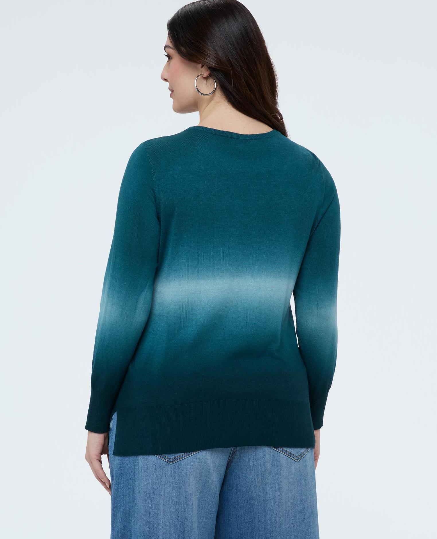 Jersey de mujer cuello redondo con degradado mangas largas - Fiorella Rubino - Turquesa Turquesa-2