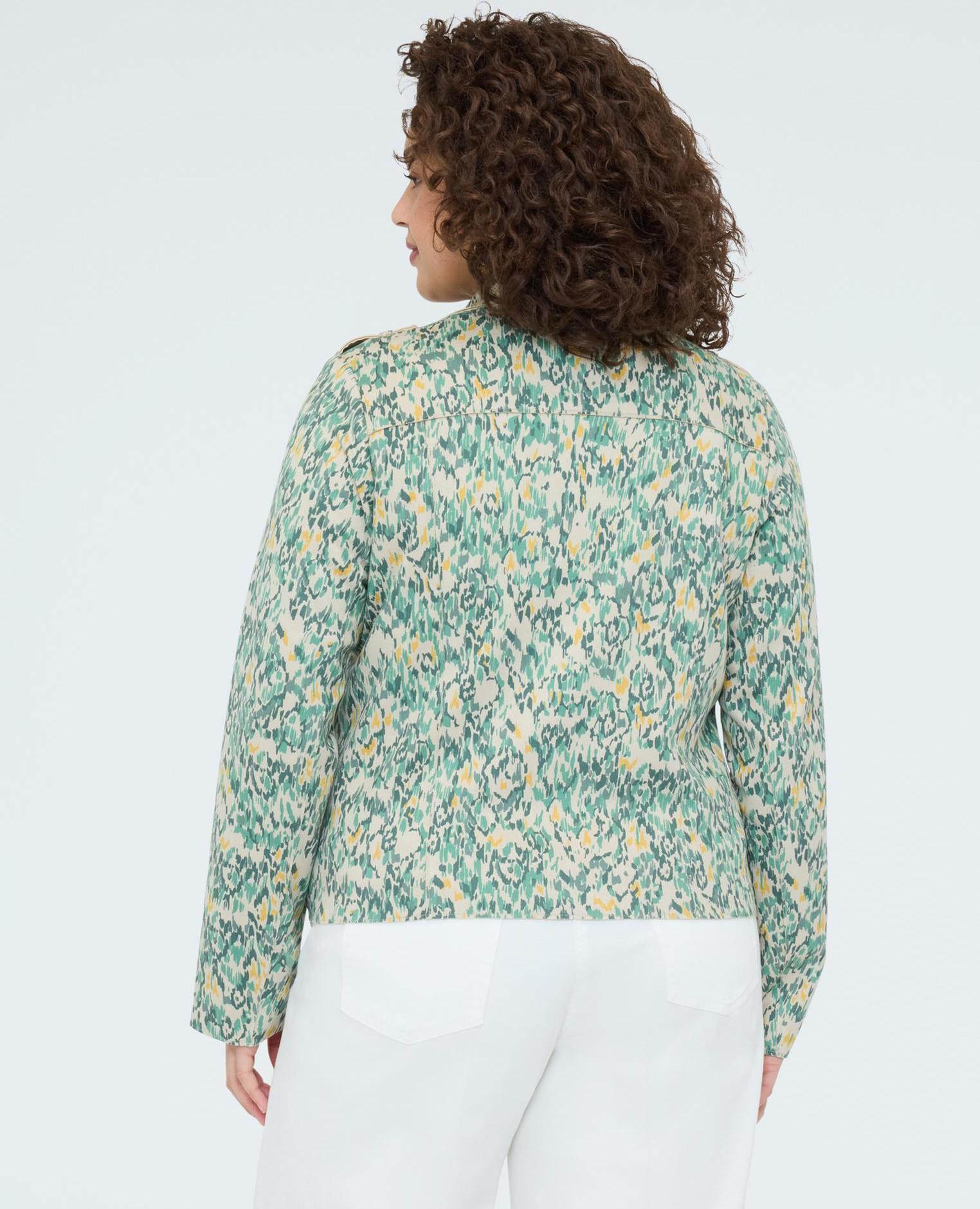 Chaqueta de mujer biker en tejido soft touch estampado - Fiorella Rubino - Verde Verde-2