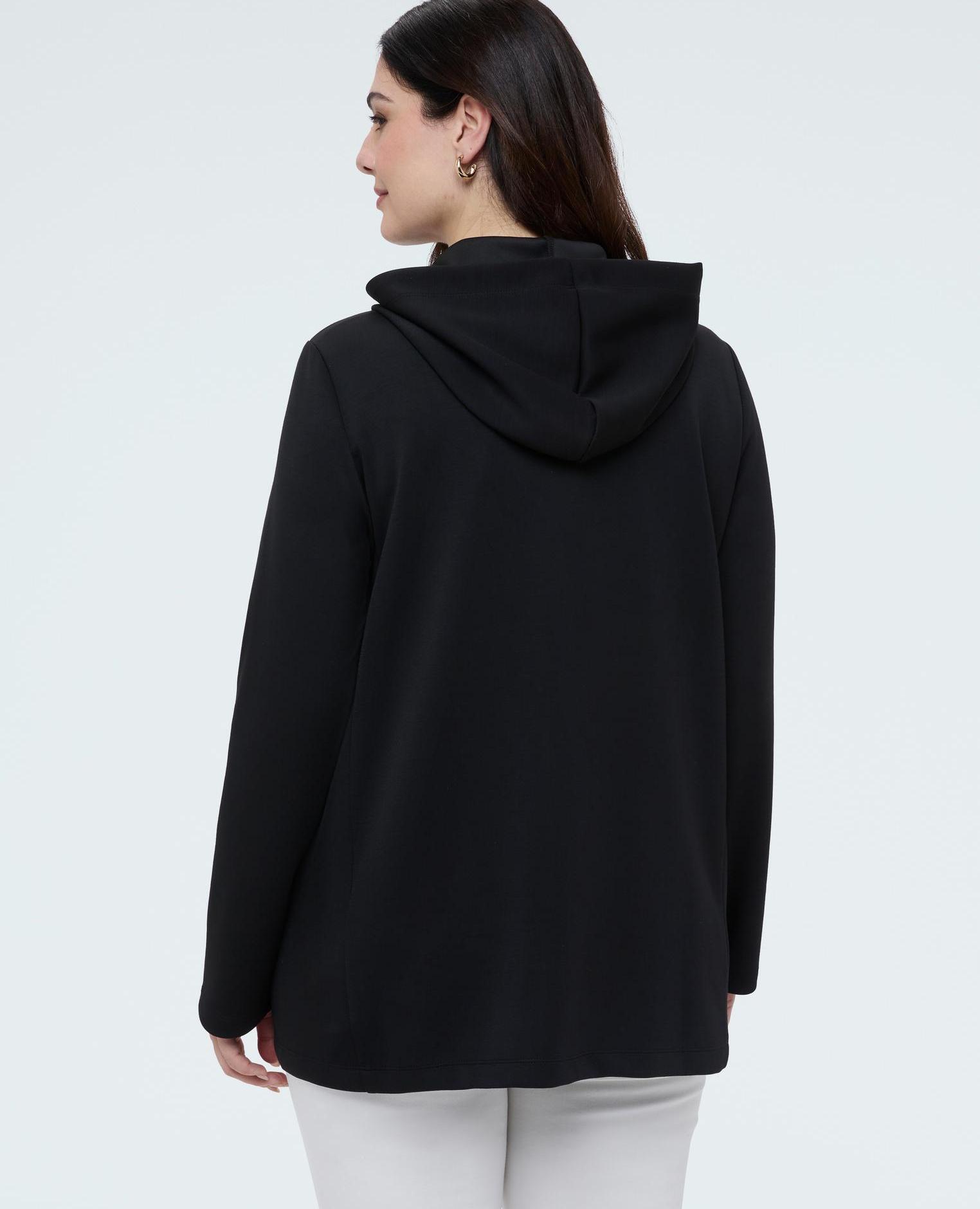 Sudadera de mujer con cremallera y capucha cierre frontal con cremallera de doble cursor - Fiorella Rubino - Negro Negro-2