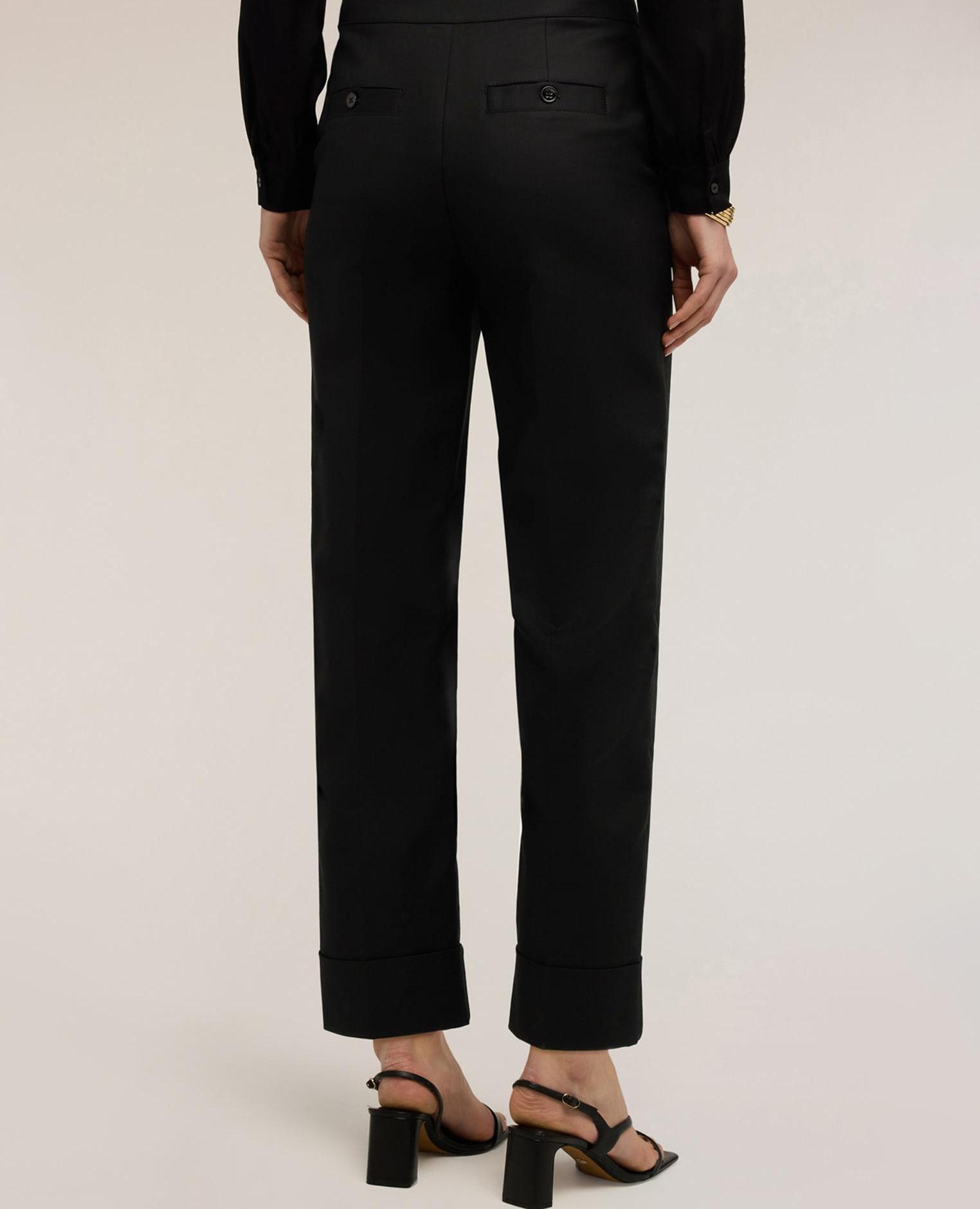 Pantalones de mujer anchos en tejido técnico mezcla de algodón - Motivi - Negro Negro-2